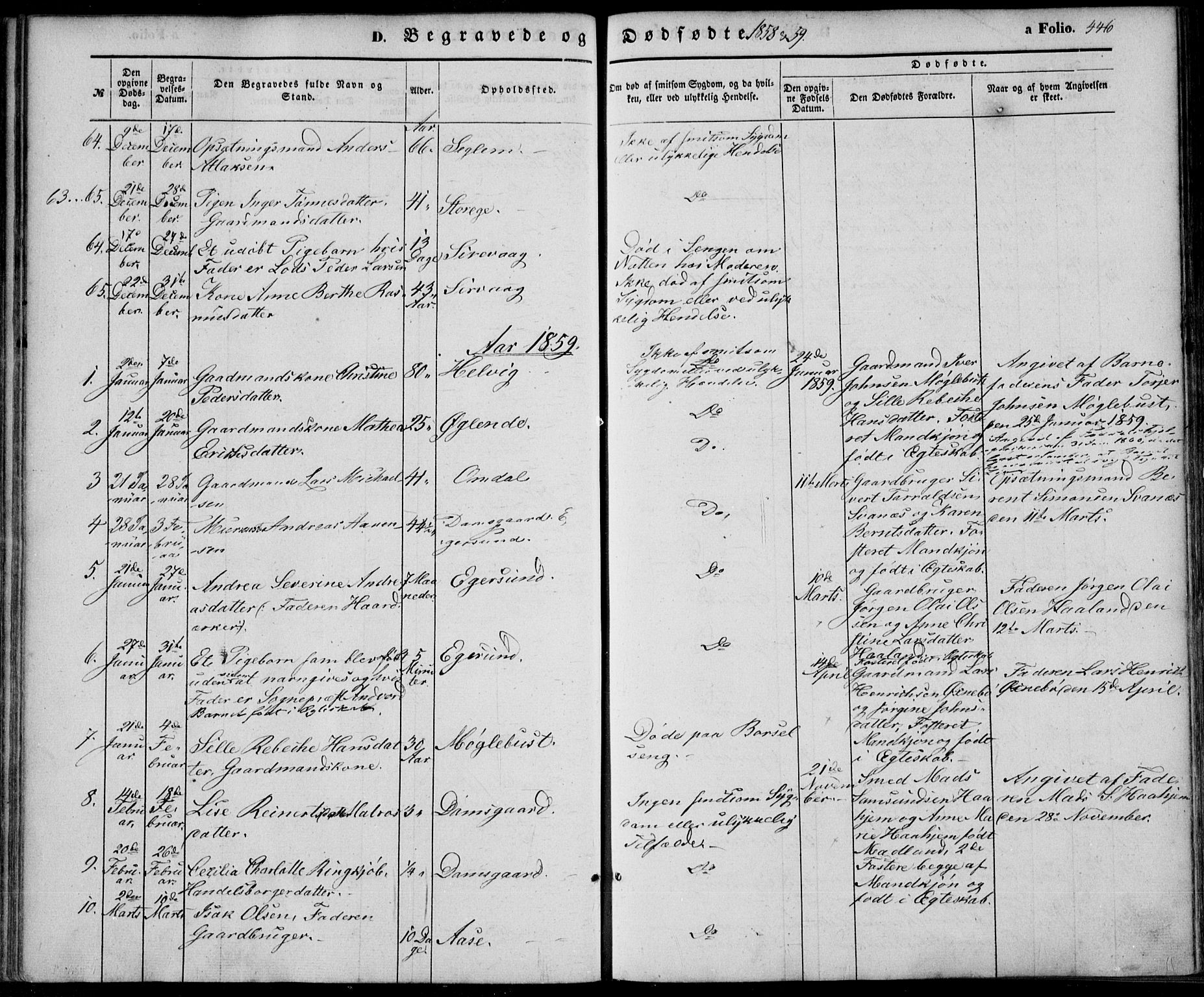 Eigersund sokneprestkontor, SAST/A-101807/S08/L0013: Parish register (official) no. A 12.2, 1850-1865, p. 446