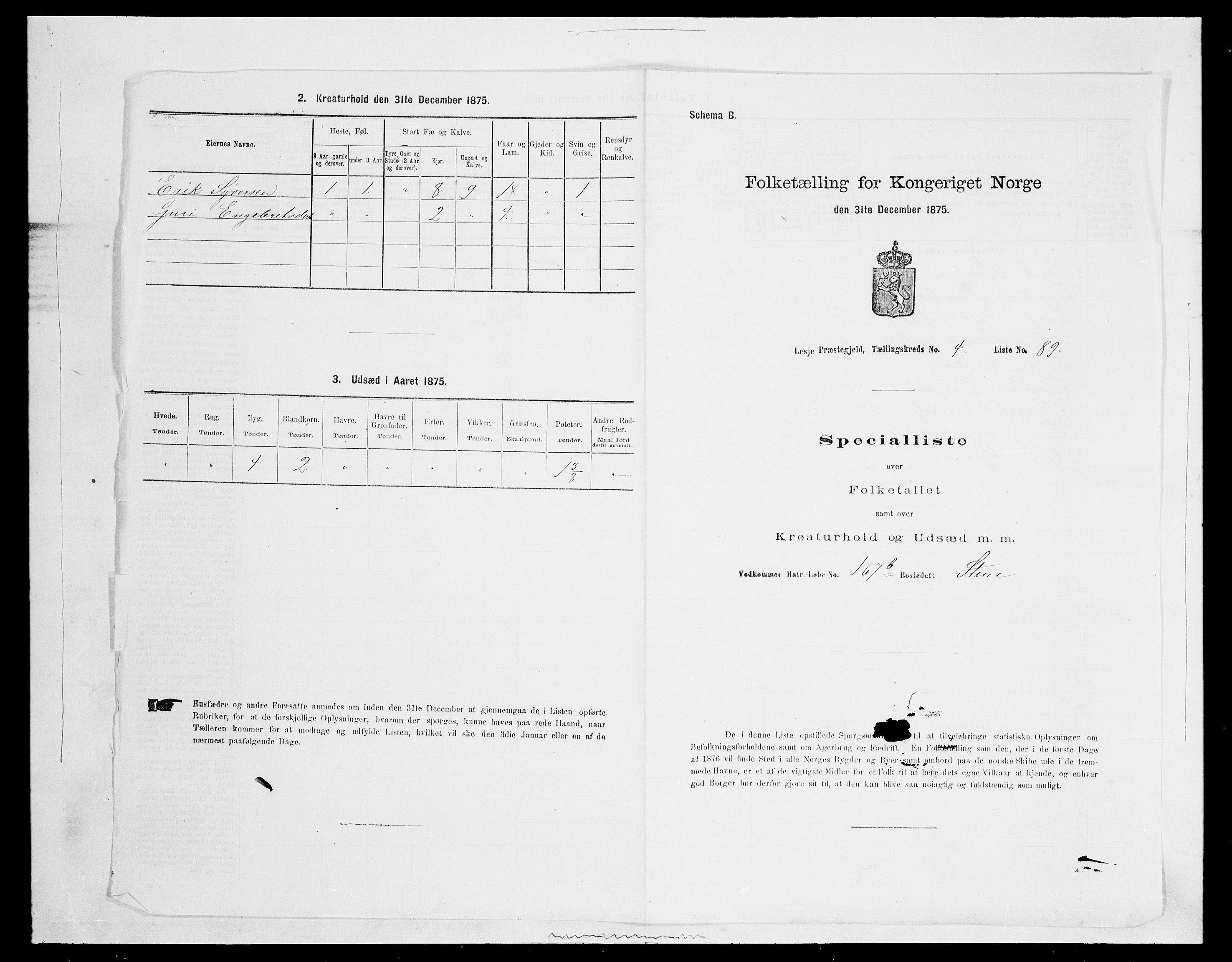 SAH, 1875 census for 0512P Lesja, 1875, p. 722