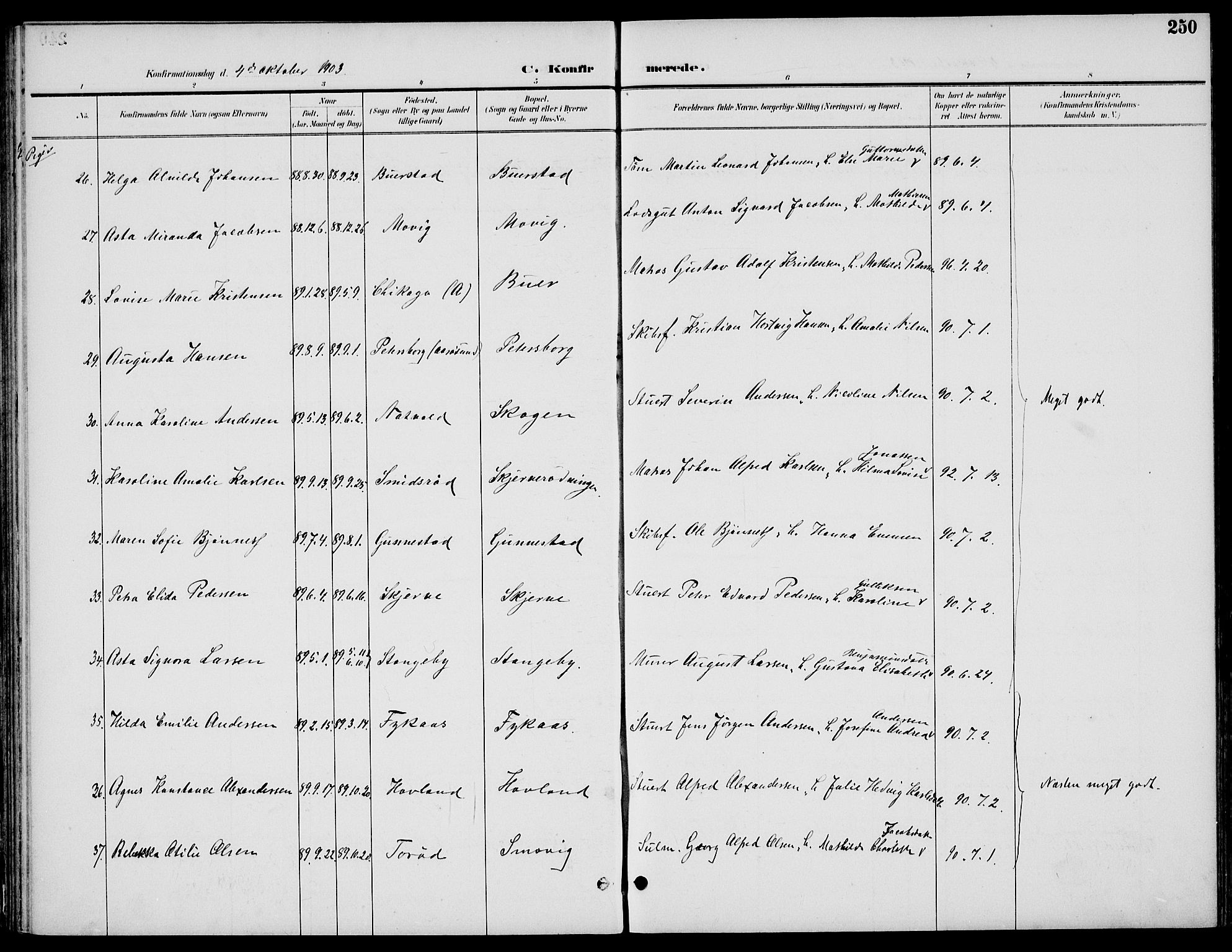 Nøtterøy kirkebøker, AV/SAKO-A-354/F/Fa/L0009: Parish register (official) no. I 9, 1894-1907, p. 250