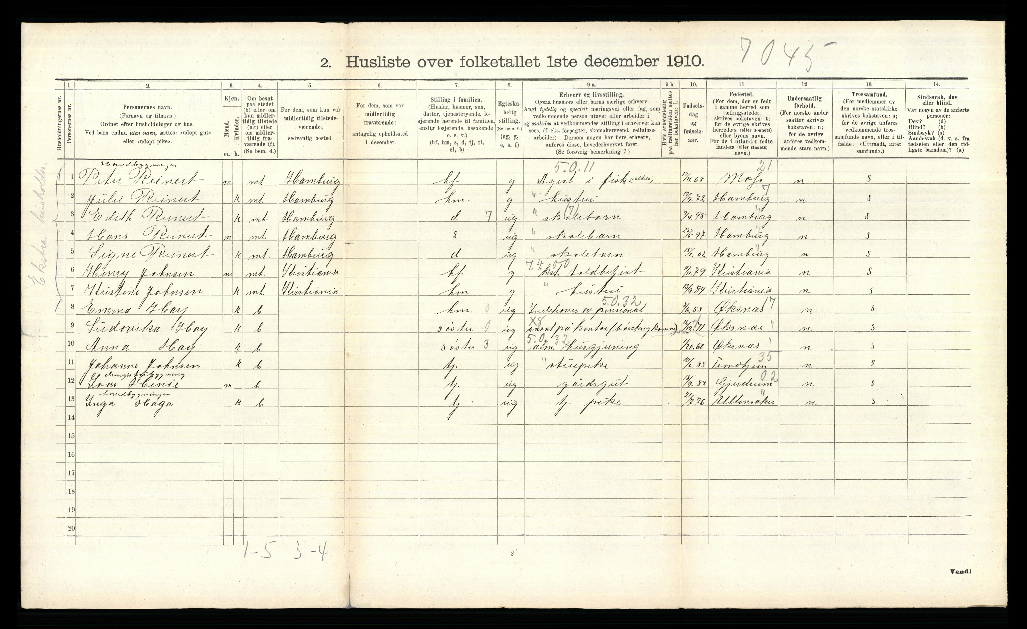 RA, 1910 census for Aker, 1910, p. 1298