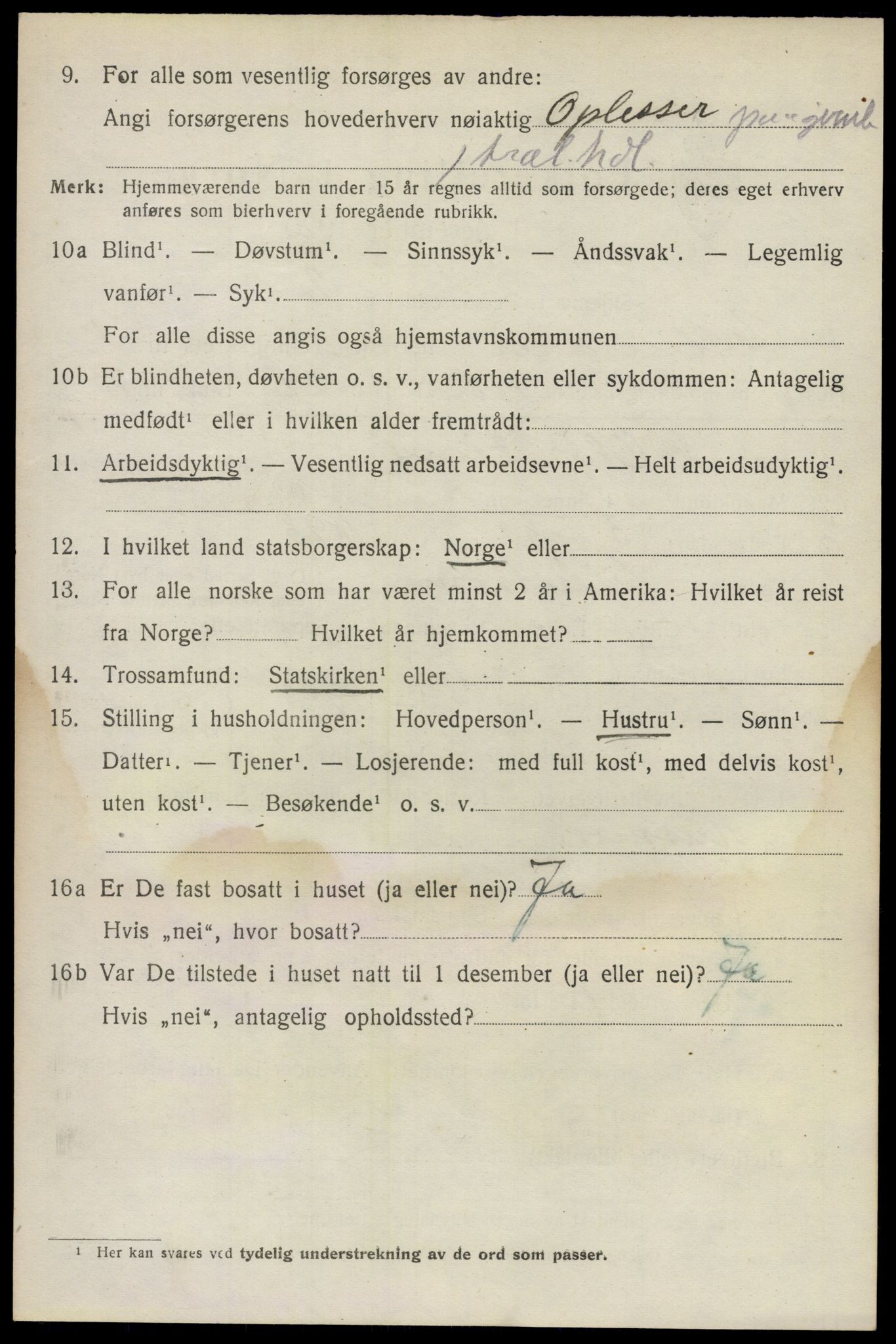 SAO, 1920 census for Ullensaker, 1920, p. 4186