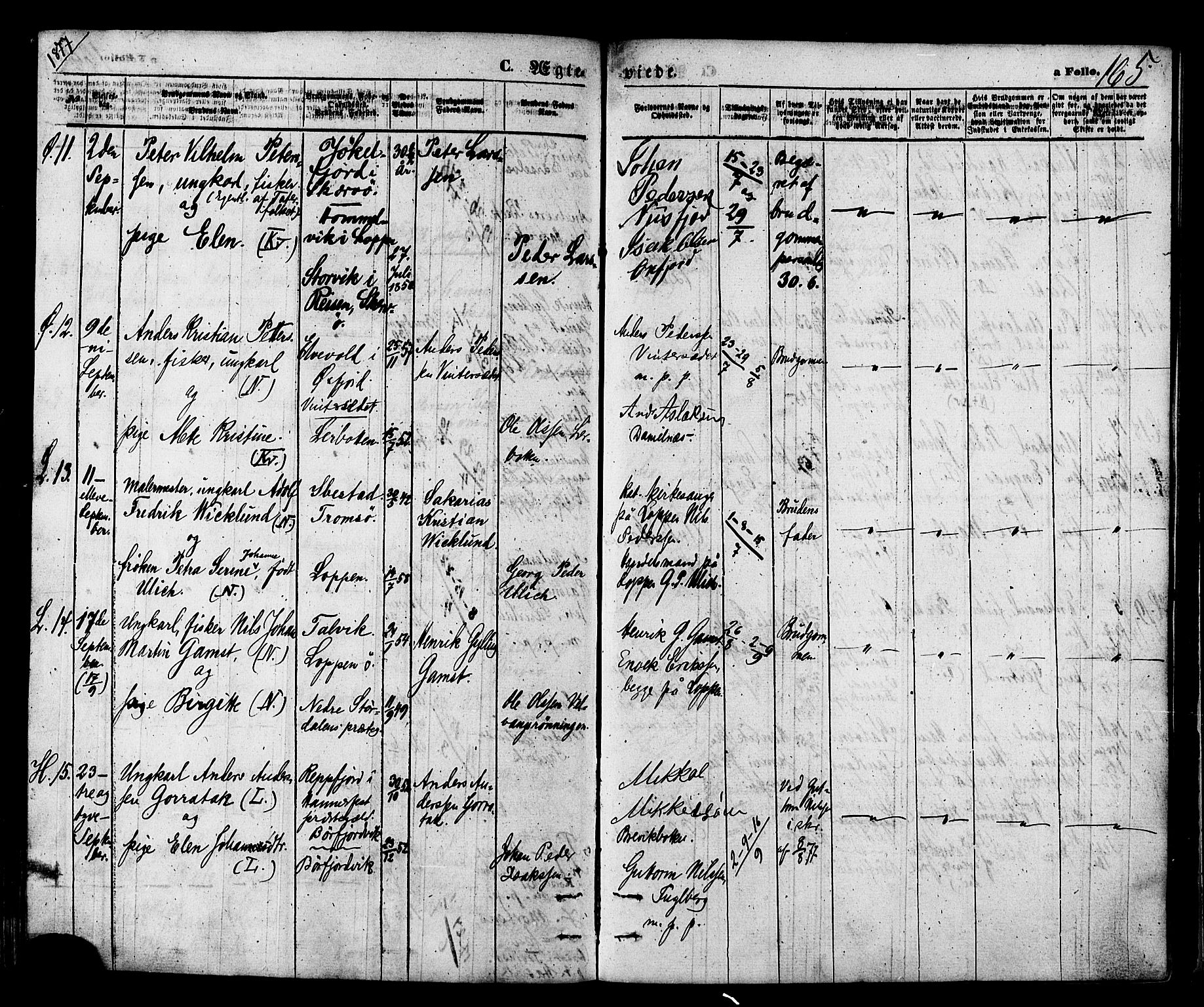 Loppa sokneprestkontor, SATØ/S-1339/H/Ha/L0005kirke: Parish register (official) no. 5, 1869-1878, p. 165