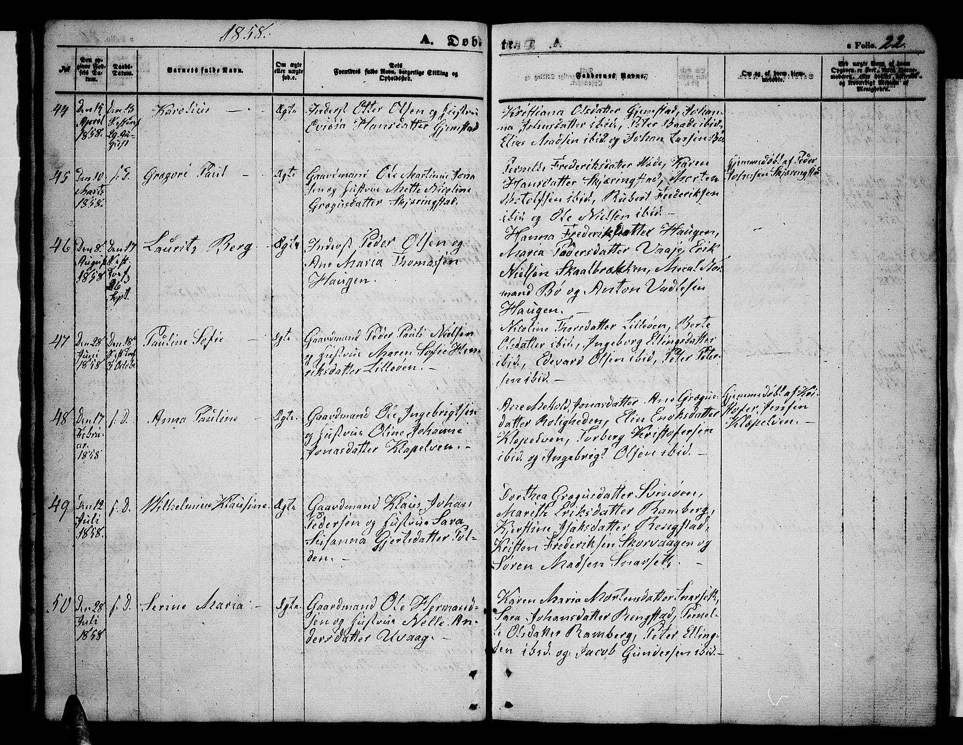 Ministerialprotokoller, klokkerbøker og fødselsregistre - Nordland, AV/SAT-A-1459/891/L1313: Parish register (copy) no. 891C02, 1856-1870, p. 22