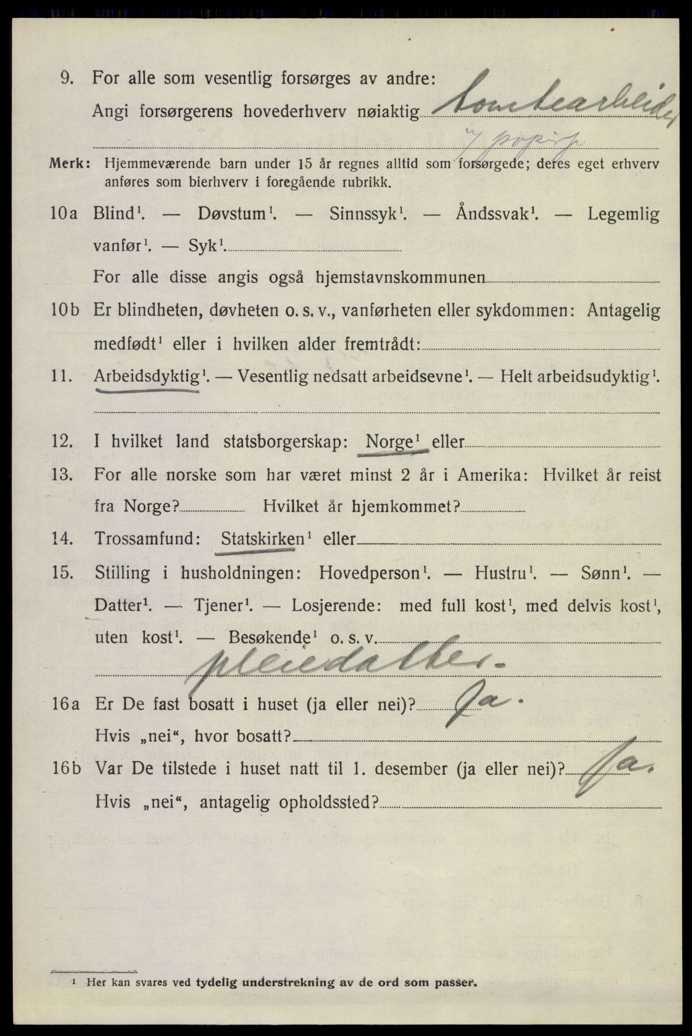 SAKO, 1920 census for Solum, 1920, p. 2277