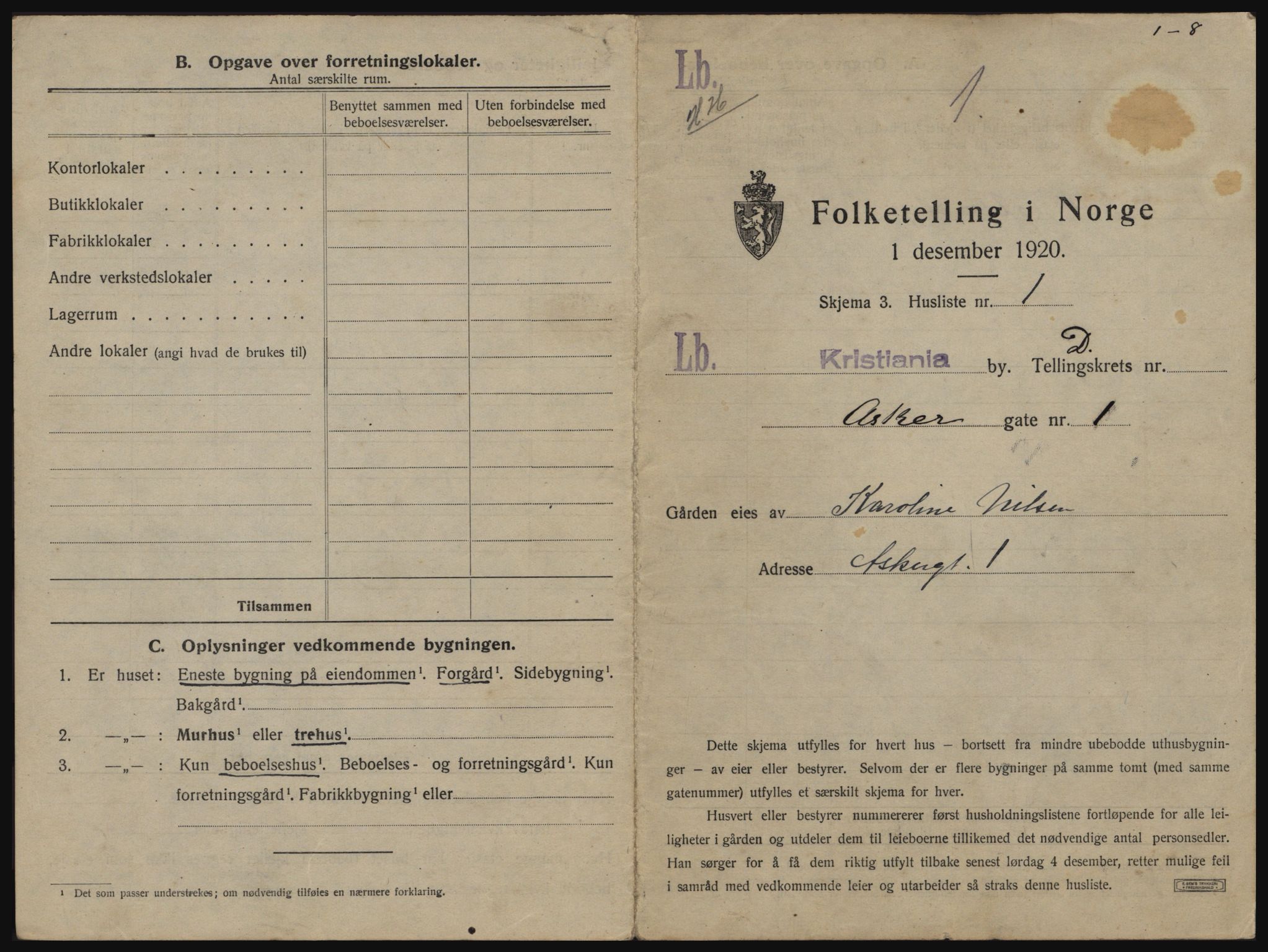 SAO, 1920 census for Kristiania, 1920, p. 2478