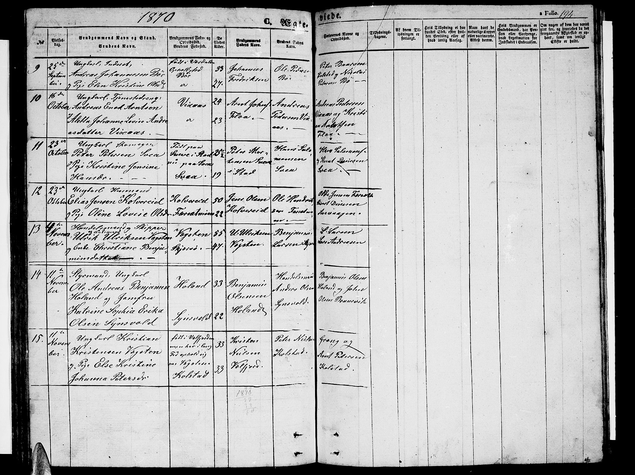 Ministerialprotokoller, klokkerbøker og fødselsregistre - Nordland, AV/SAT-A-1459/816/L0251: Parish register (copy) no. 816C01, 1852-1870, p. 194