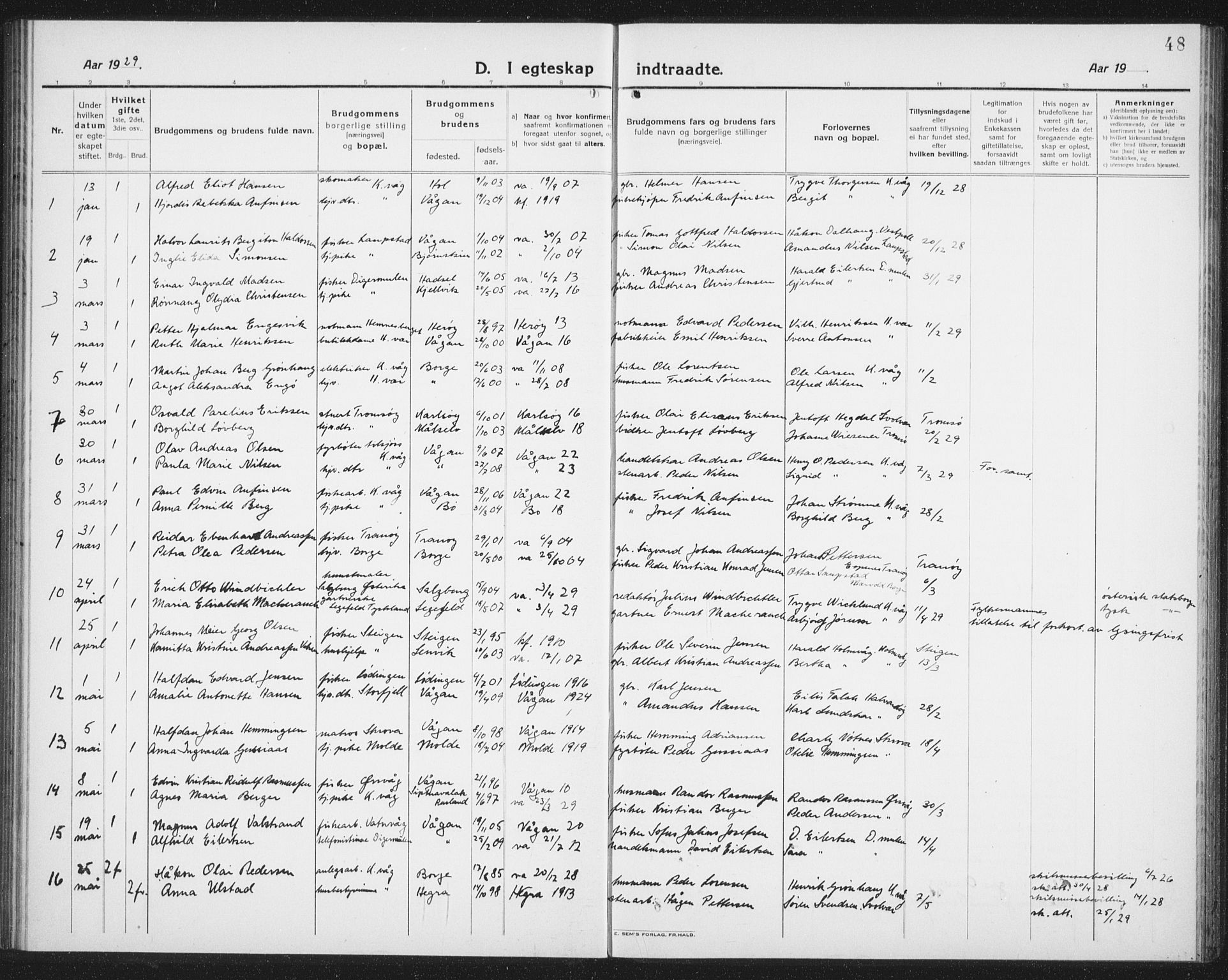 Ministerialprotokoller, klokkerbøker og fødselsregistre - Nordland, AV/SAT-A-1459/874/L1082: Parish register (copy) no. 874C11, 1920-1939, p. 48
