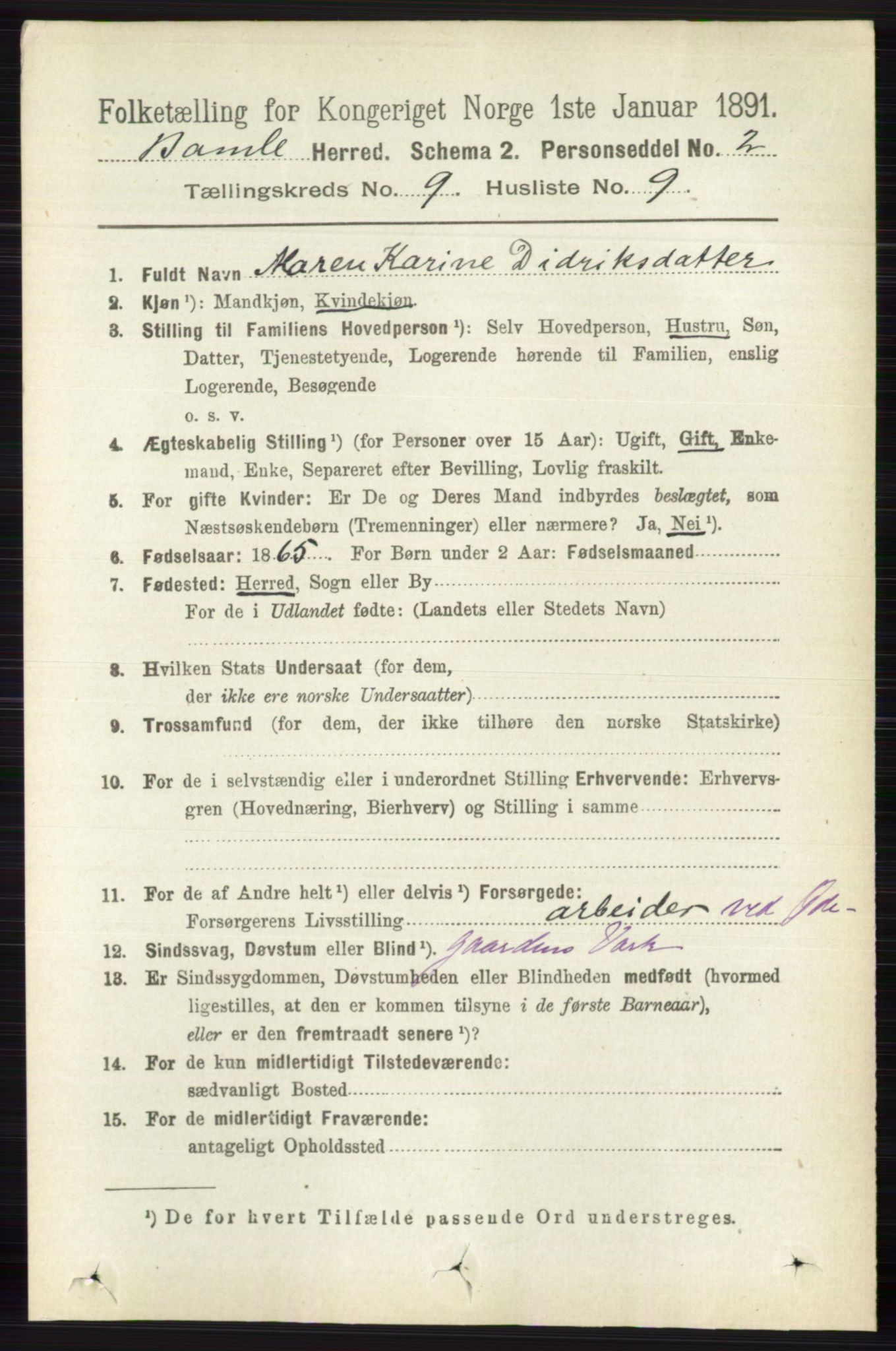 RA, 1891 census for 0814 Bamble, 1891, p. 4233