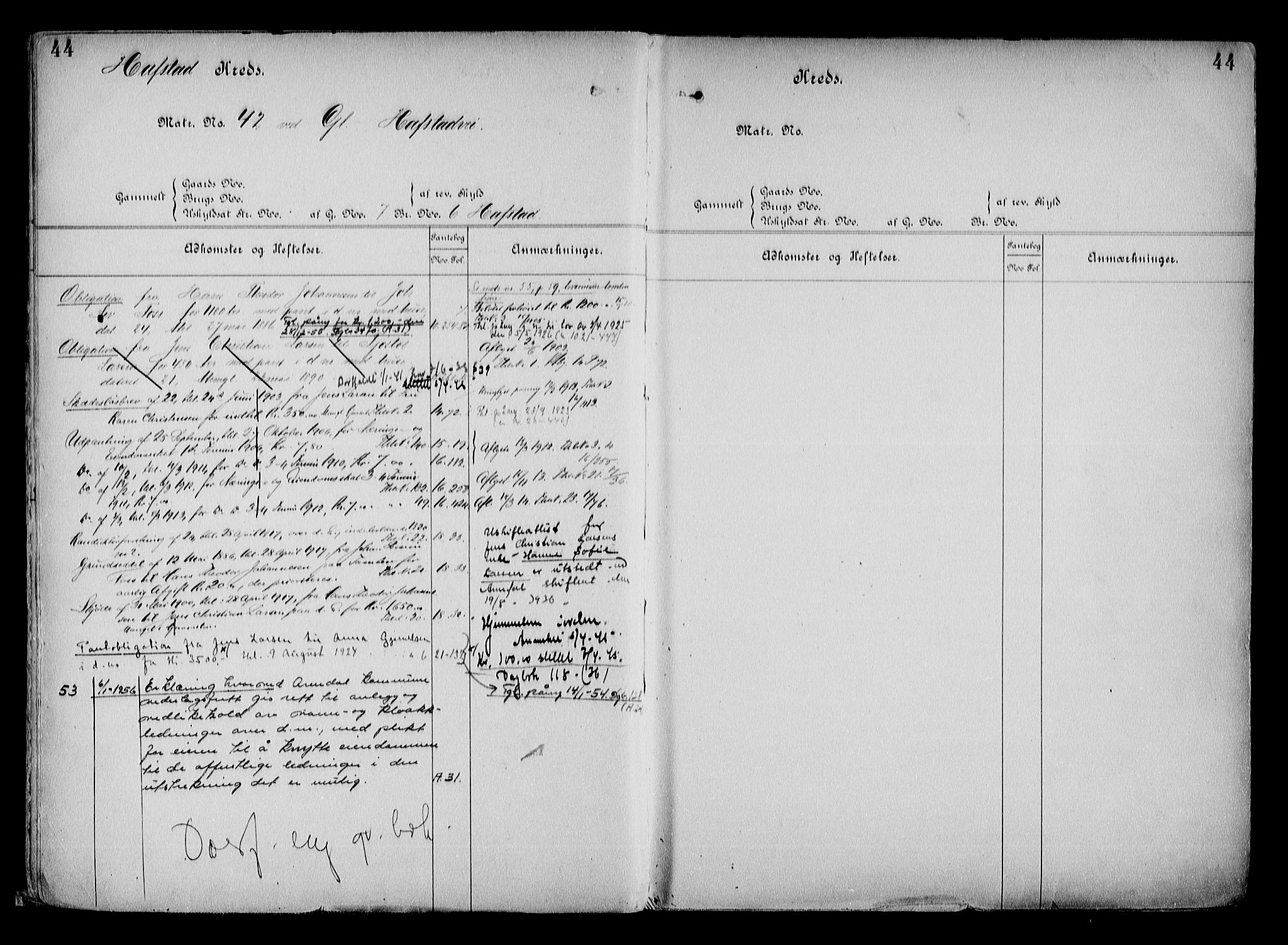 Arendal byfogd, AV/SAK-1222-0001/G/Ga/L0015: Mortgage register no. 13, 1860-1960, p. 44