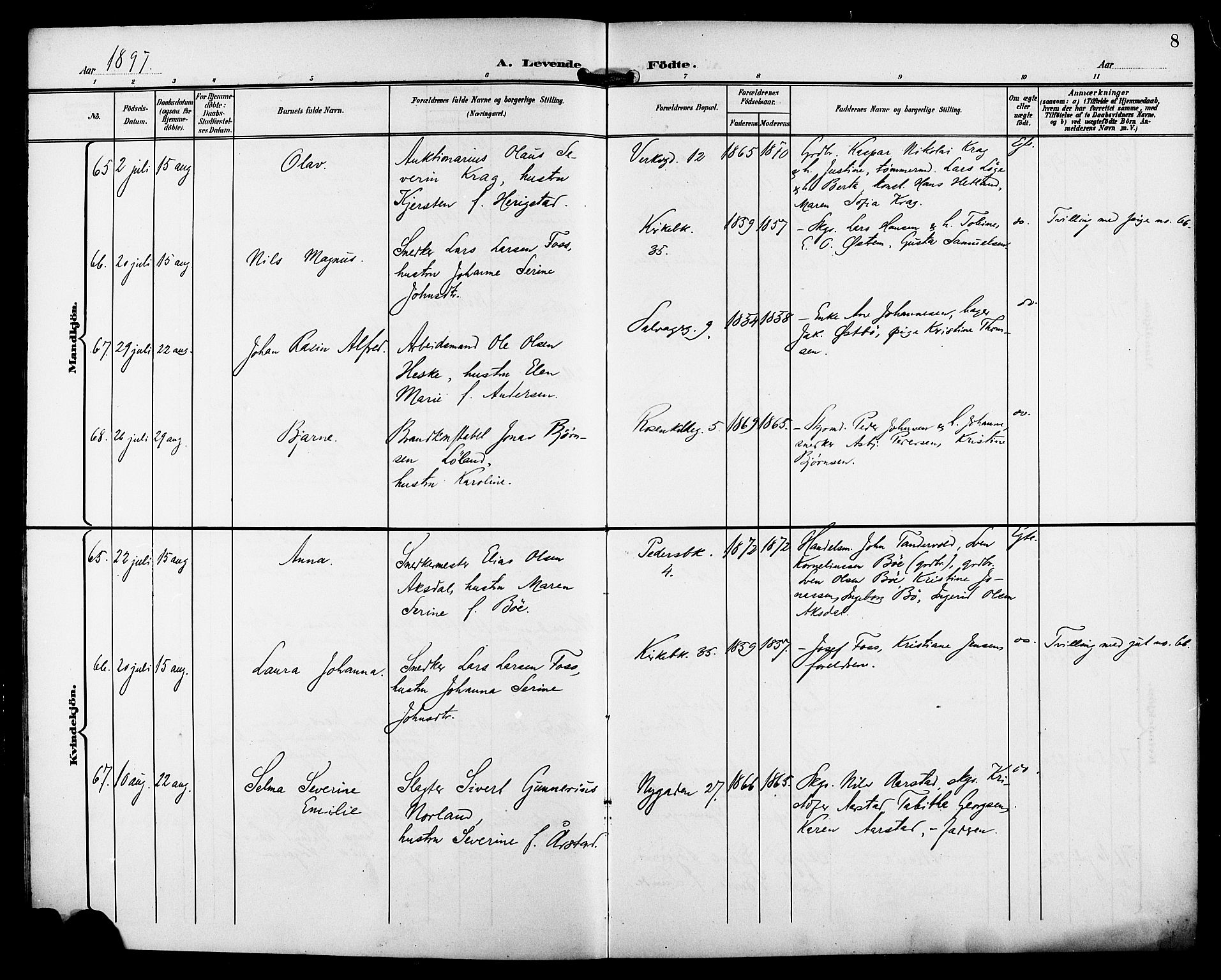 St. Petri sokneprestkontor, AV/SAST-A-101813/001/30/30BB/L0008: Parish register (copy) no. B 8, 1897-1905, p. 8