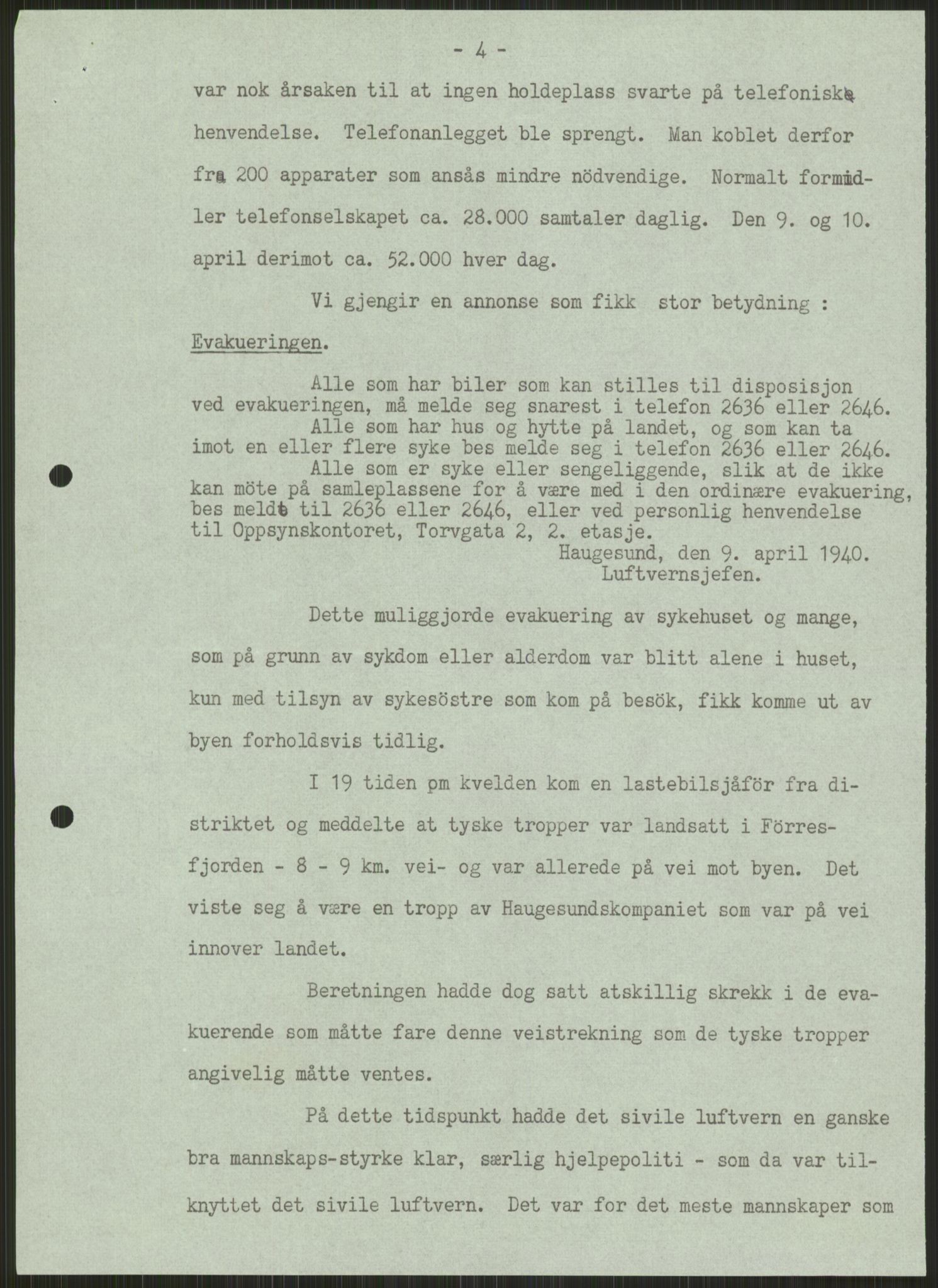 Forsvaret, Forsvarets krigshistoriske avdeling, AV/RA-RAFA-2017/Y/Ya/L0015: II-C-11-31 - Fylkesmenn.  Rapporter om krigsbegivenhetene 1940., 1940, p. 90