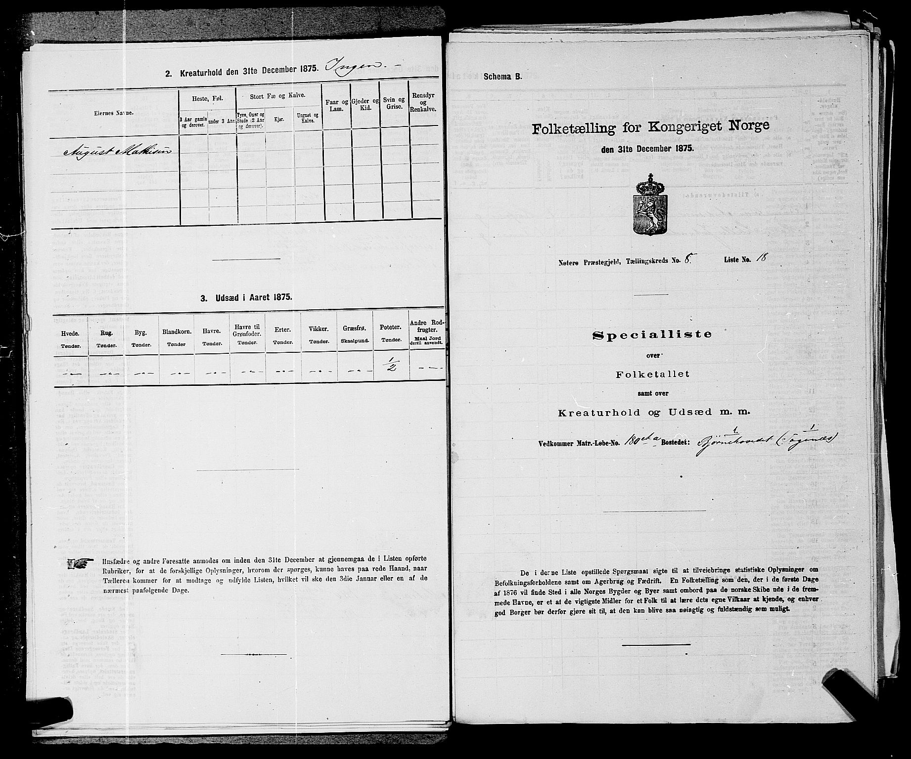 SAKO, 1875 census for 0722P Nøtterøy, 1875, p. 1572