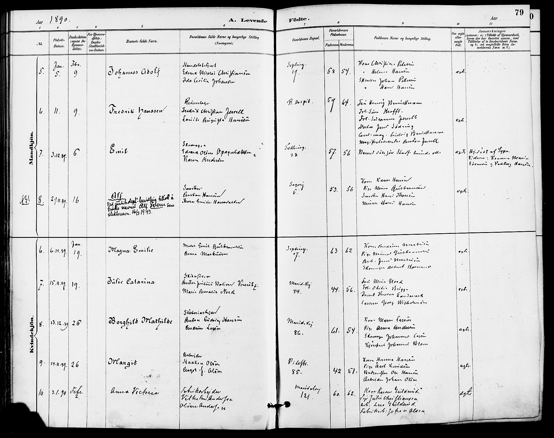 Gamle Aker prestekontor Kirkebøker, AV/SAO-A-10617a/F/L0008: Parish register (official) no. 8, 1887-1896, p. 79