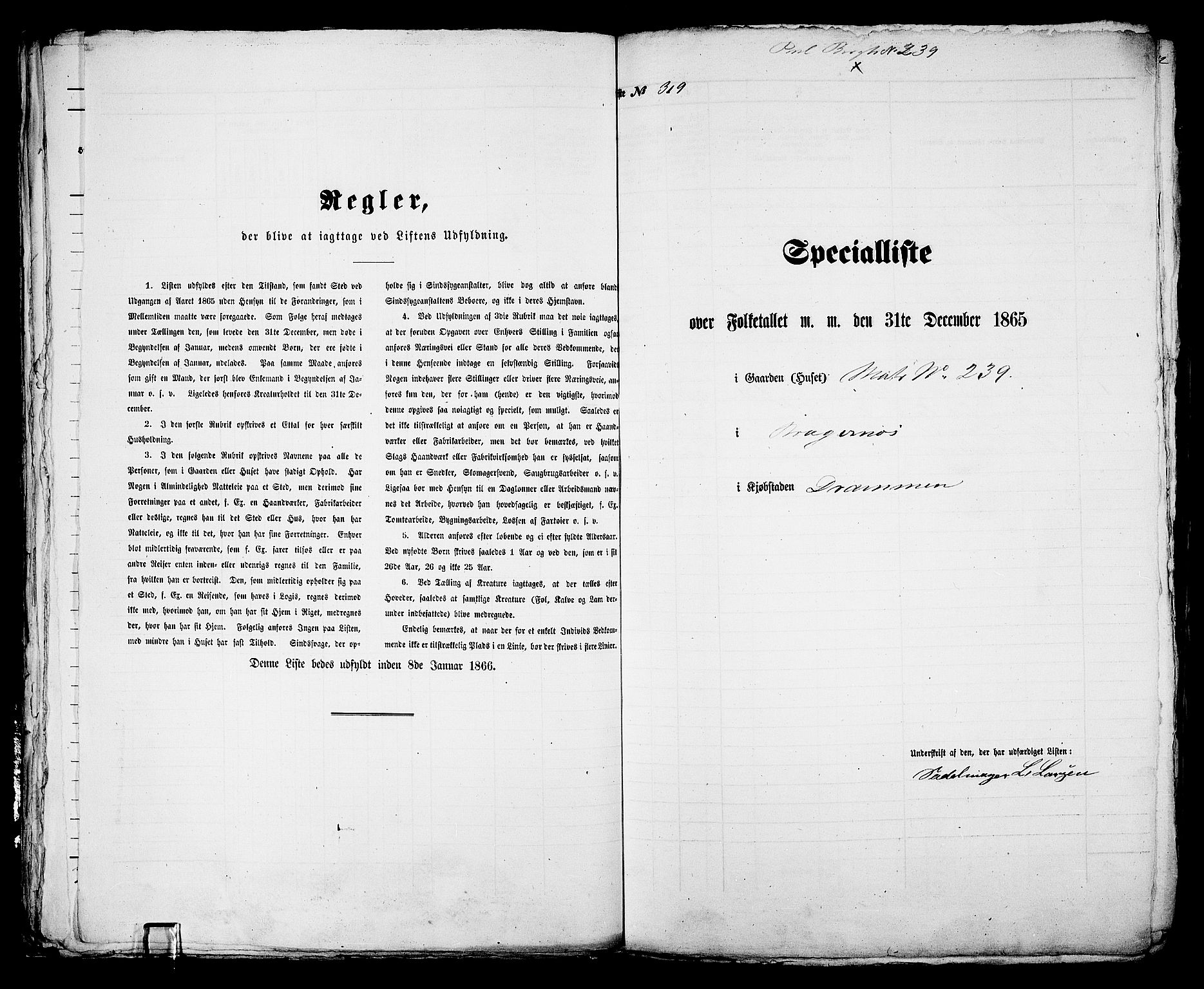 RA, 1865 census for Bragernes in Drammen, 1865, p. 671