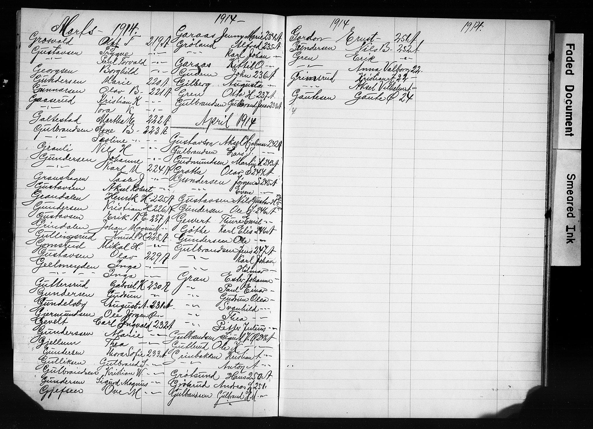 Oslo politidistrikt, AV/SAO-A-10085/E/Ee/Eefa/L0011: Register til emigrantprotokollene, 1910-1914