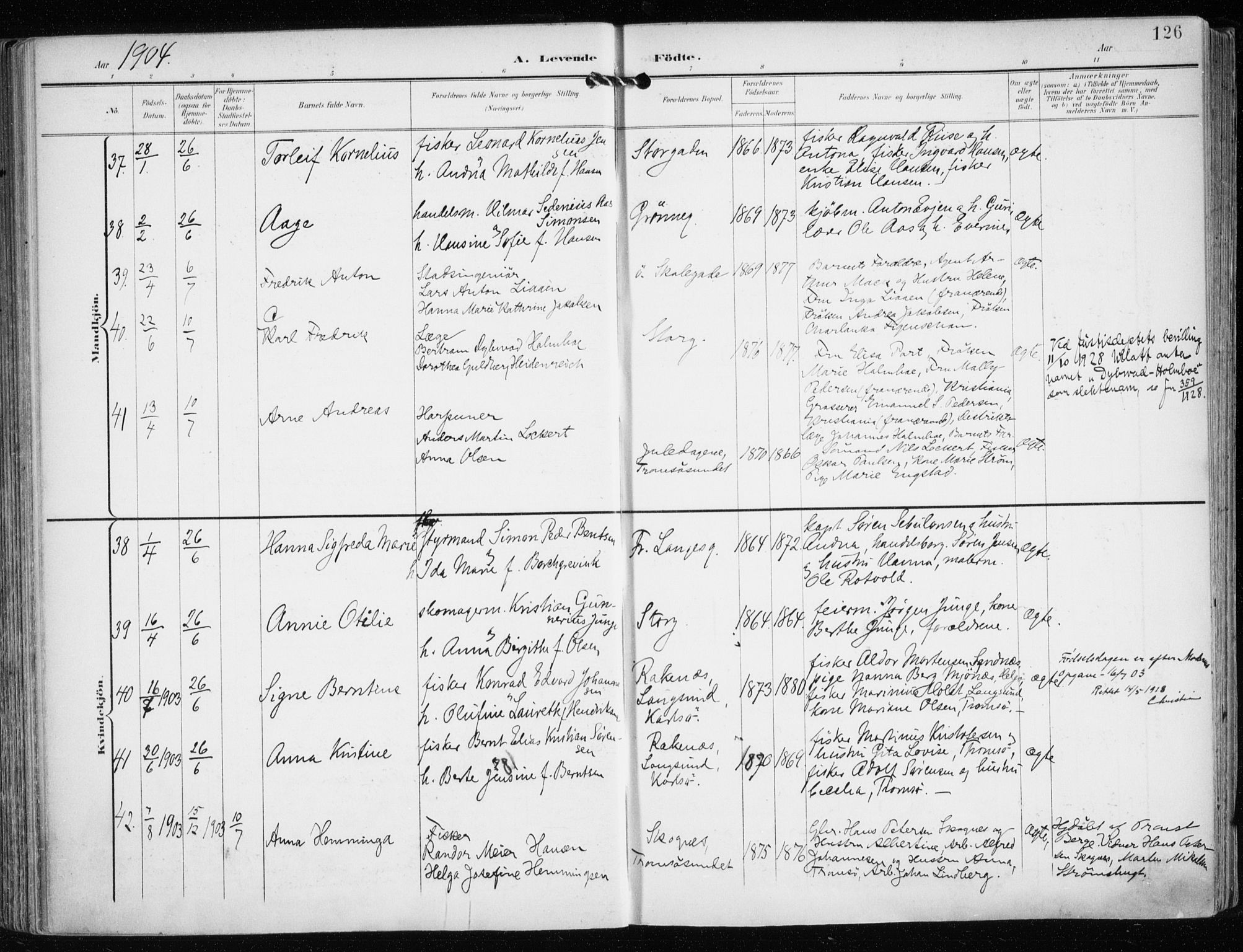 Tromsø sokneprestkontor/stiftsprosti/domprosti, AV/SATØ-S-1343/G/Ga/L0016kirke: Parish register (official) no. 16, 1899-1906, p. 126