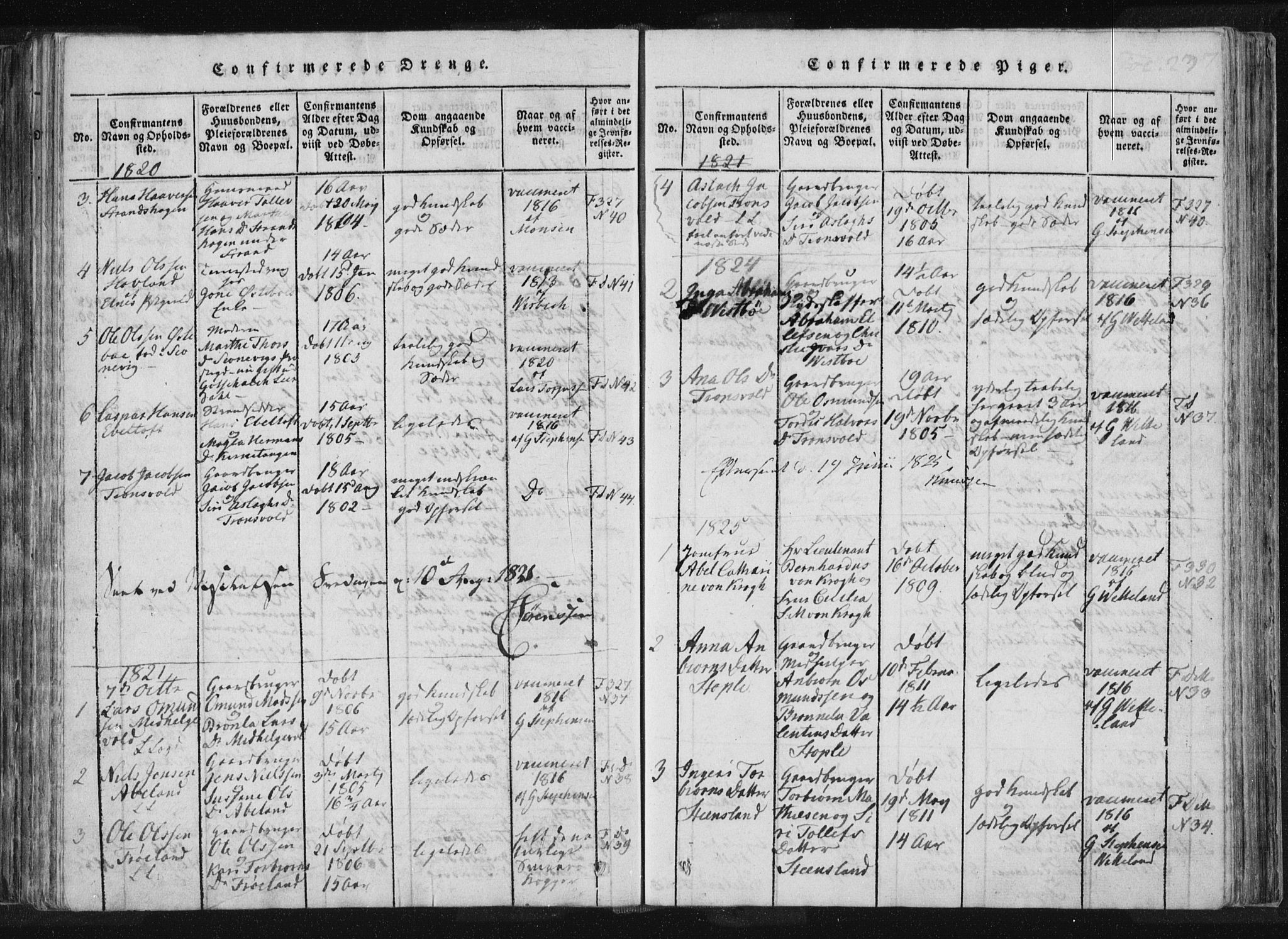 Vikedal sokneprestkontor, SAST/A-101840/01/IV: Parish register (official) no. A 4, 1816-1850, p. 237