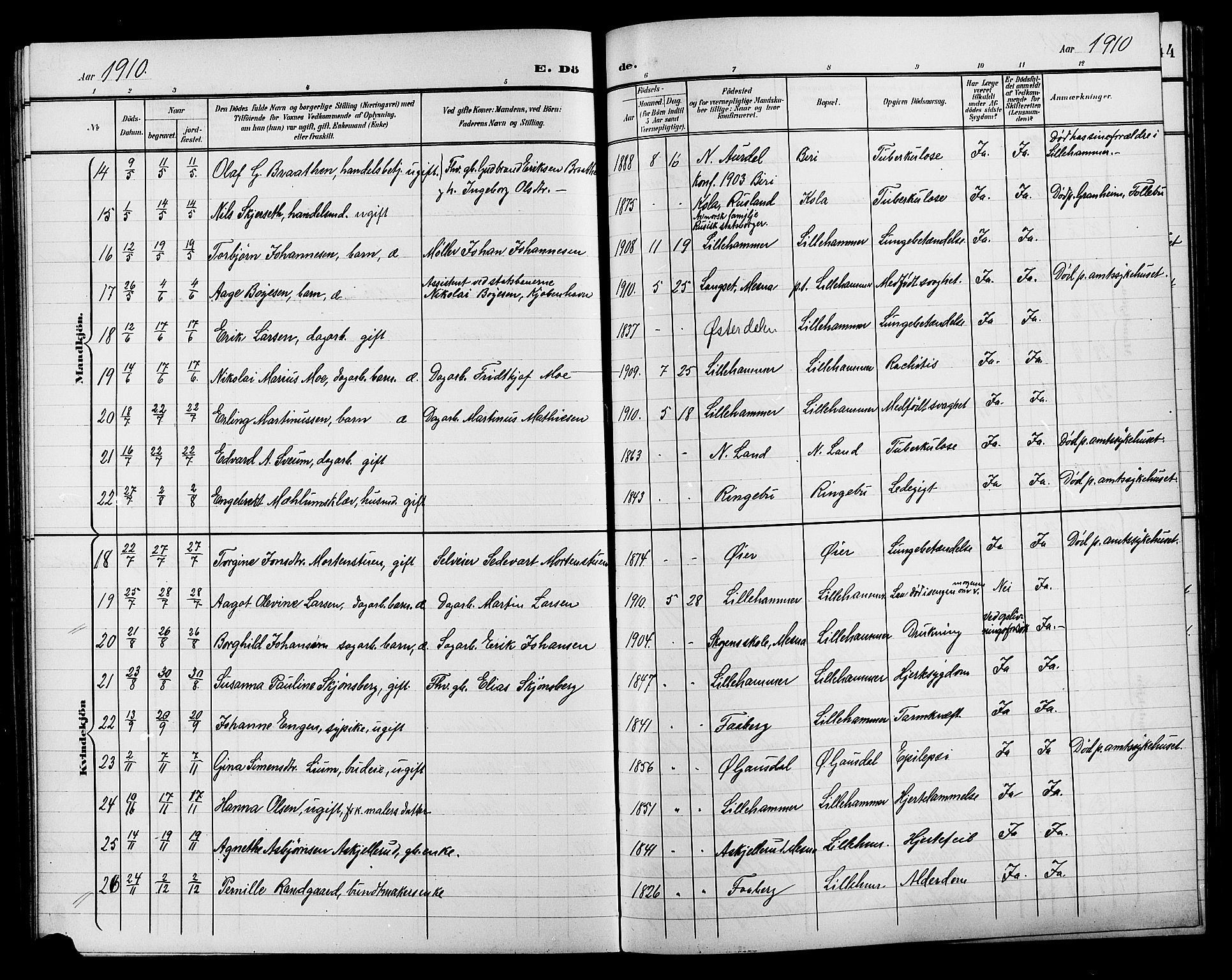 Lillehammer prestekontor, SAH/PREST-088/H/Ha/Hab/L0001: Parish register (copy) no. 1, 1901-1913, p. 342b