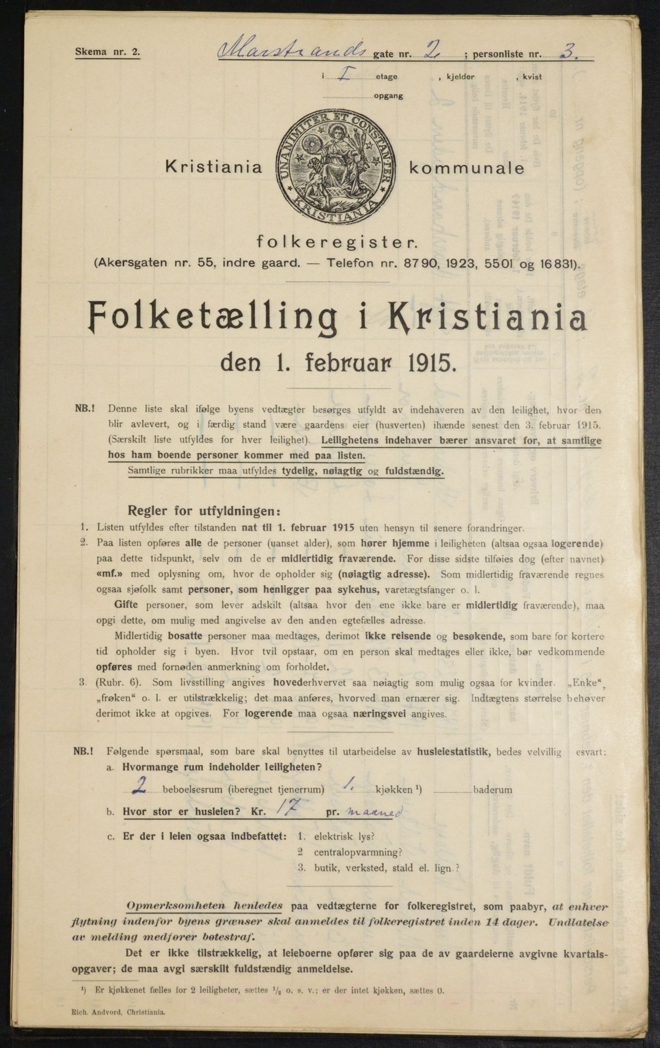 OBA, Municipal Census 1915 for Kristiania, 1915, p. 64098