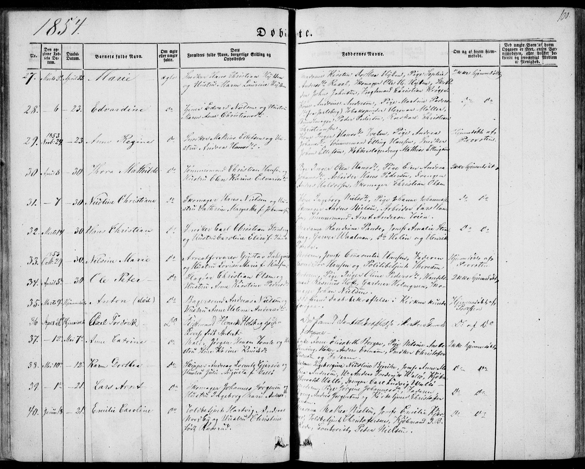 Tønsberg kirkebøker, AV/SAKO-A-330/F/Fa/L0007: Parish register (official) no. I 7, 1845-1854, p. 100