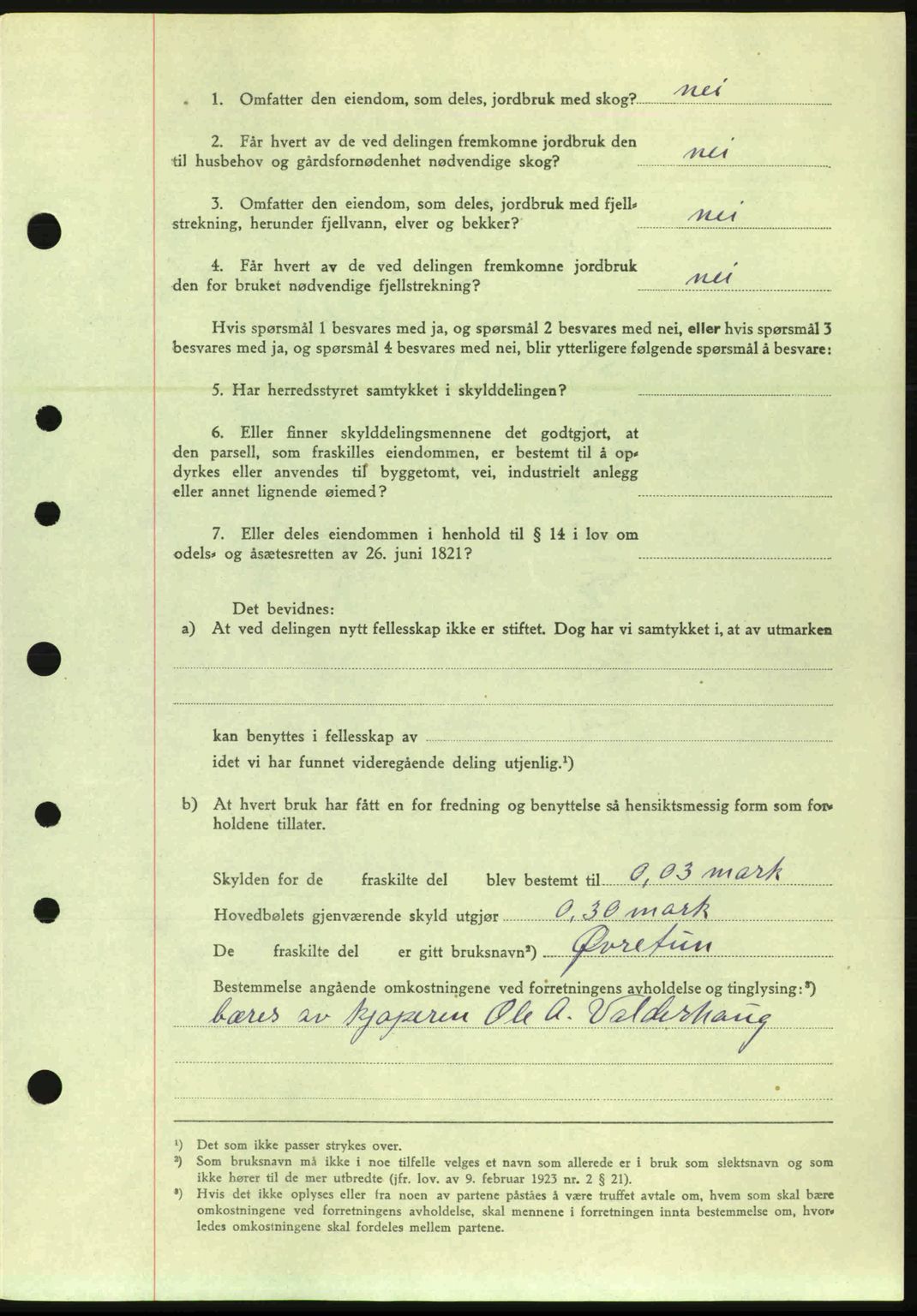 Nordre Sunnmøre sorenskriveri, AV/SAT-A-0006/1/2/2C/2Ca: Mortgage book no. A20a, 1945-1945, Diary no: : 1071/1945