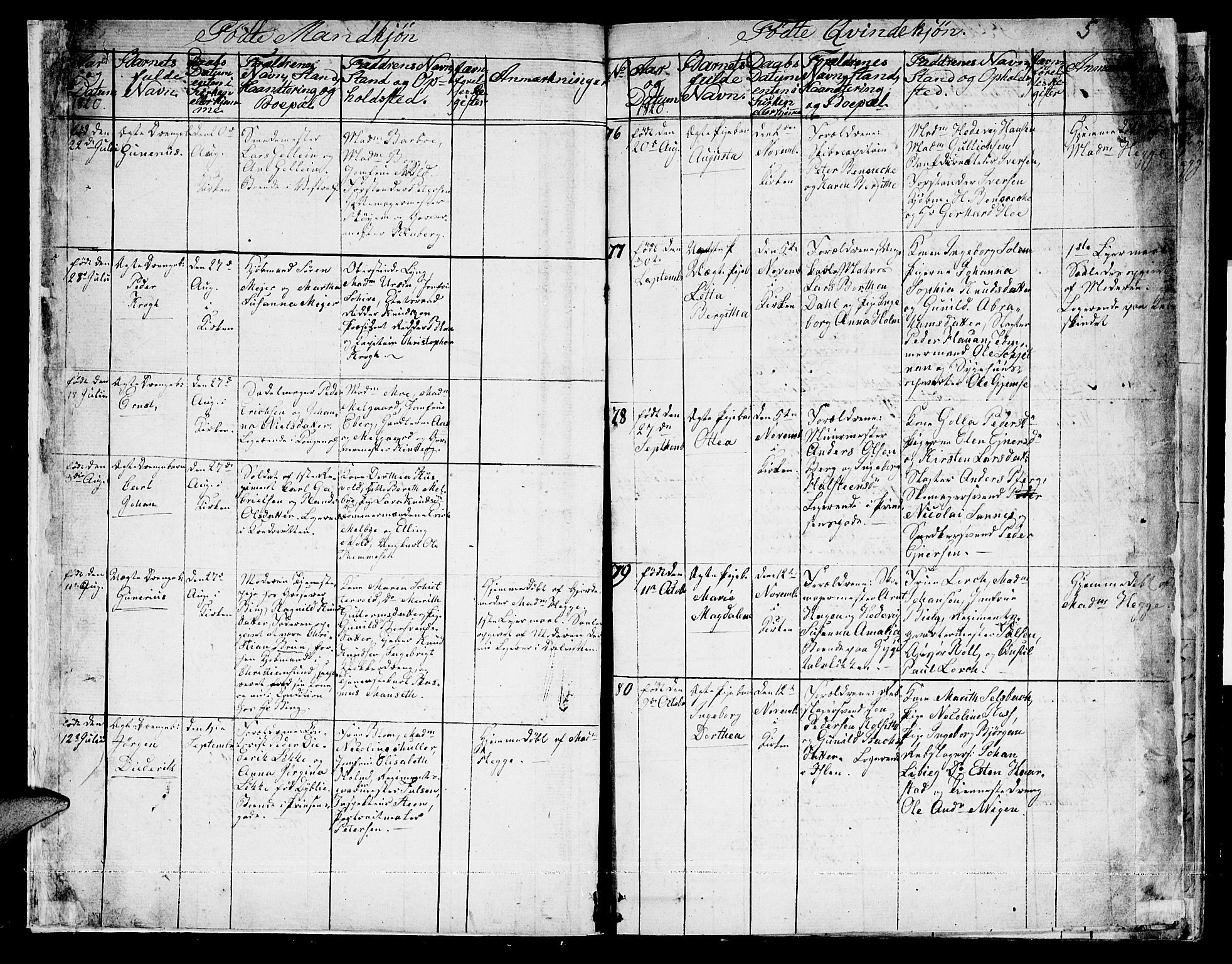 Ministerialprotokoller, klokkerbøker og fødselsregistre - Sør-Trøndelag, AV/SAT-A-1456/601/L0044: Parish register (official) no. 601A12, 1820-1821, p. 5