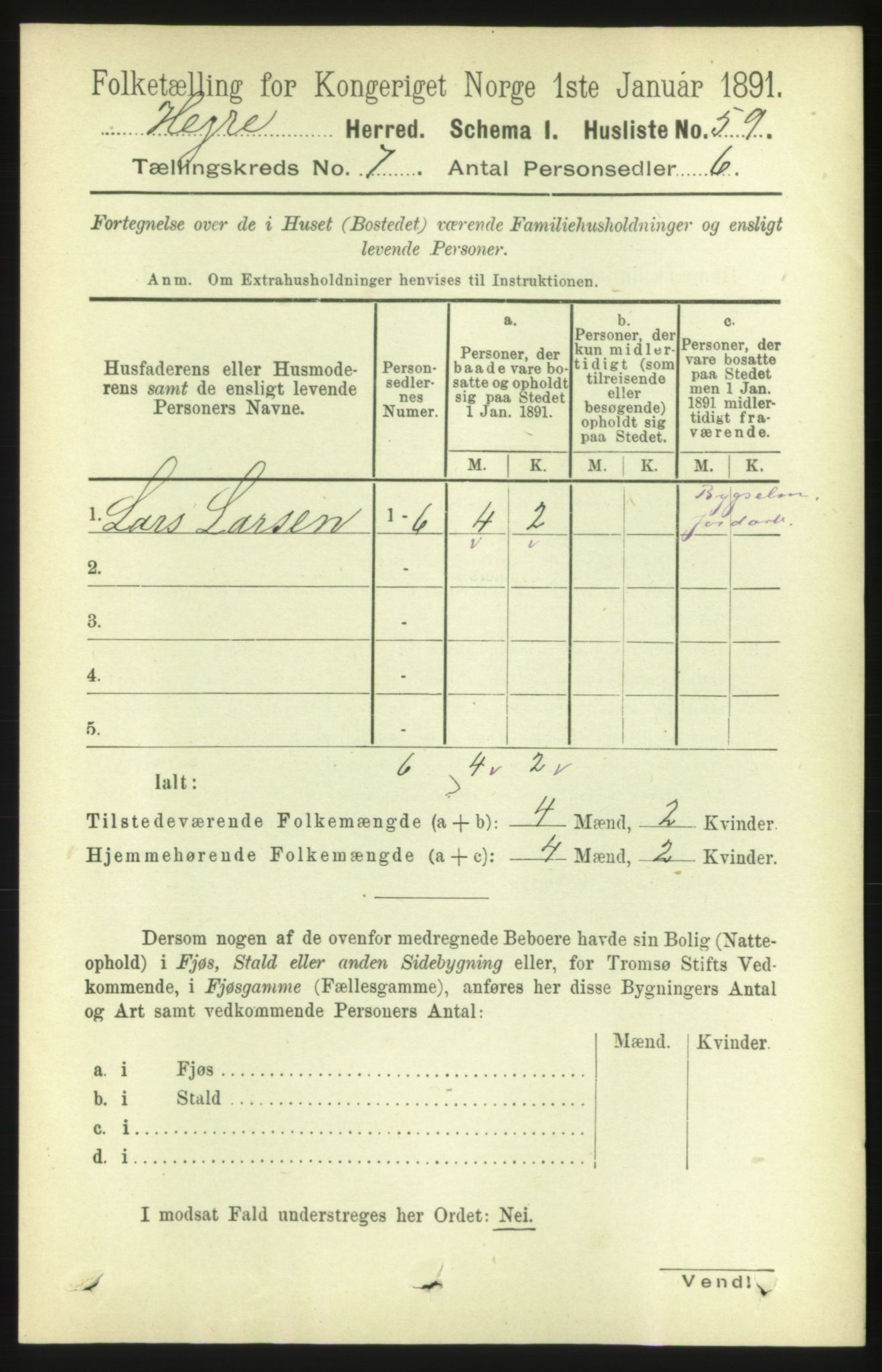 RA, 1891 census for 1712 Hegra, 1891, p. 2807