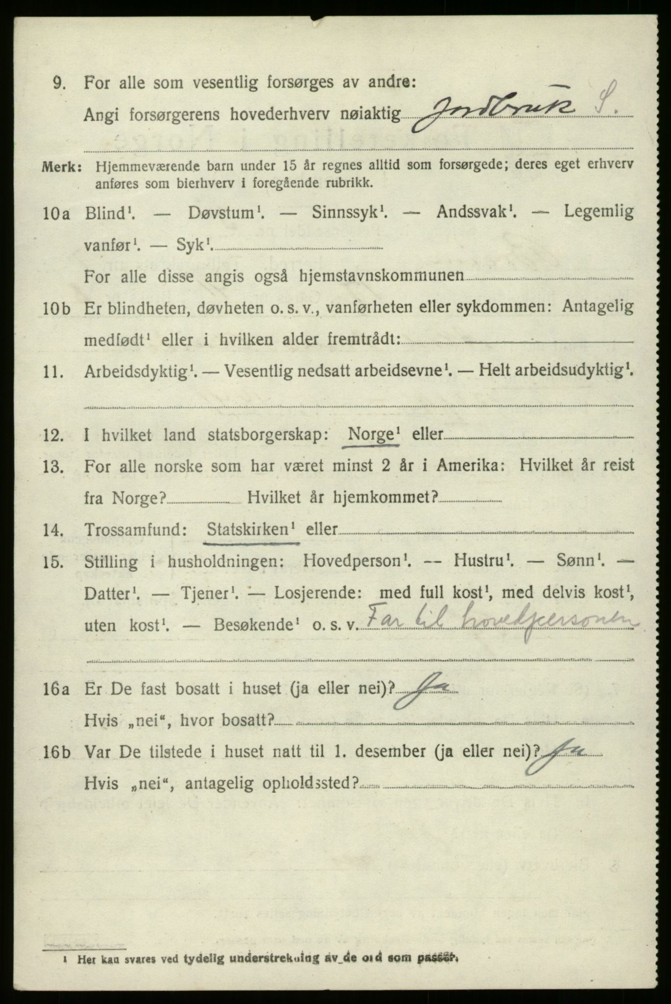 SAB, 1920 census for Breim, 1920, p. 4040