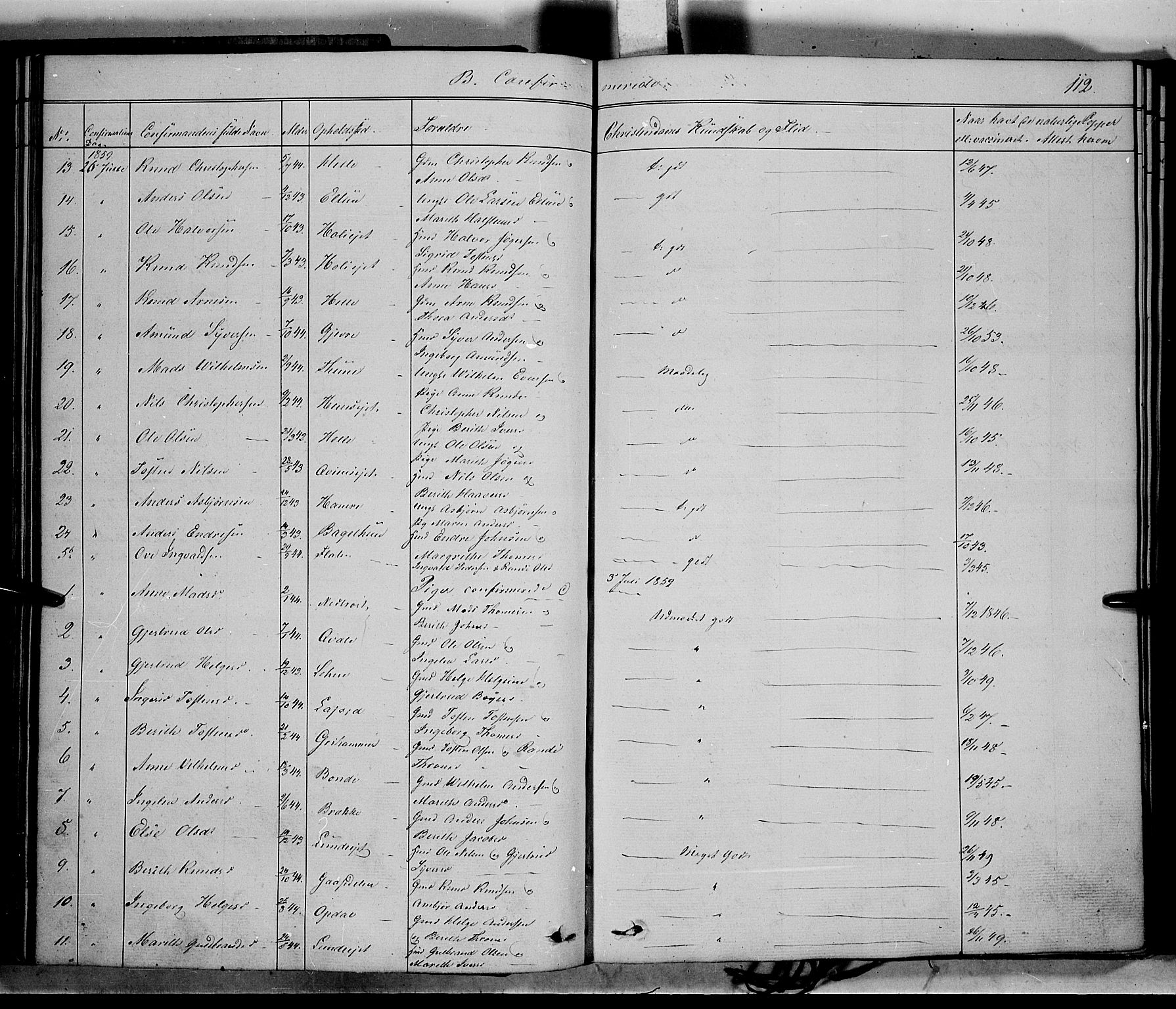 Vang prestekontor, Valdres, AV/SAH-PREST-140/H/Ha/L0006: Parish register (official) no. 6, 1846-1864, p. 112