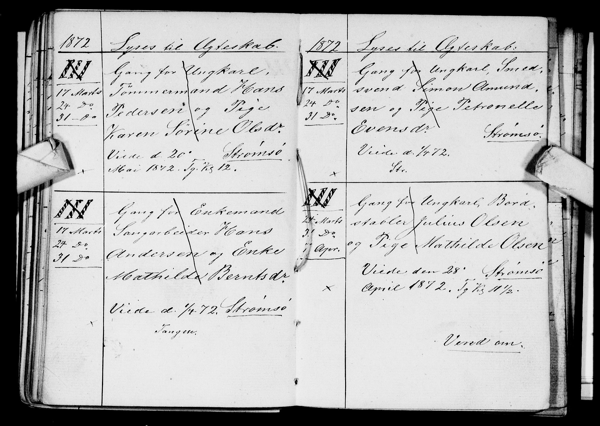 Strømsø kirkebøker, AV/SAKO-A-246/H/Ha/L0003: Banns register no. 3, 1866-1874