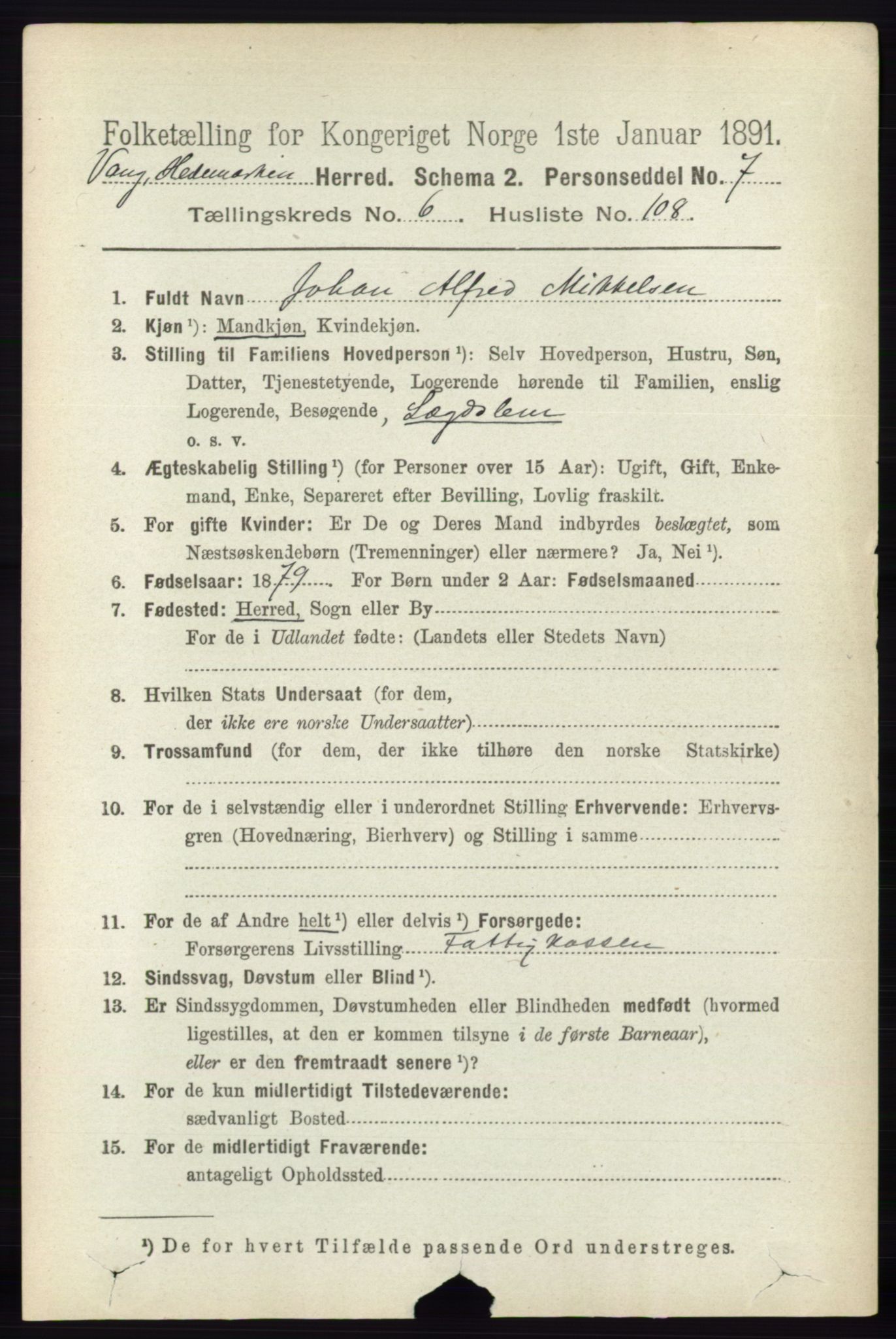 RA, 1891 census for 0414 Vang, 1891, p. 4914