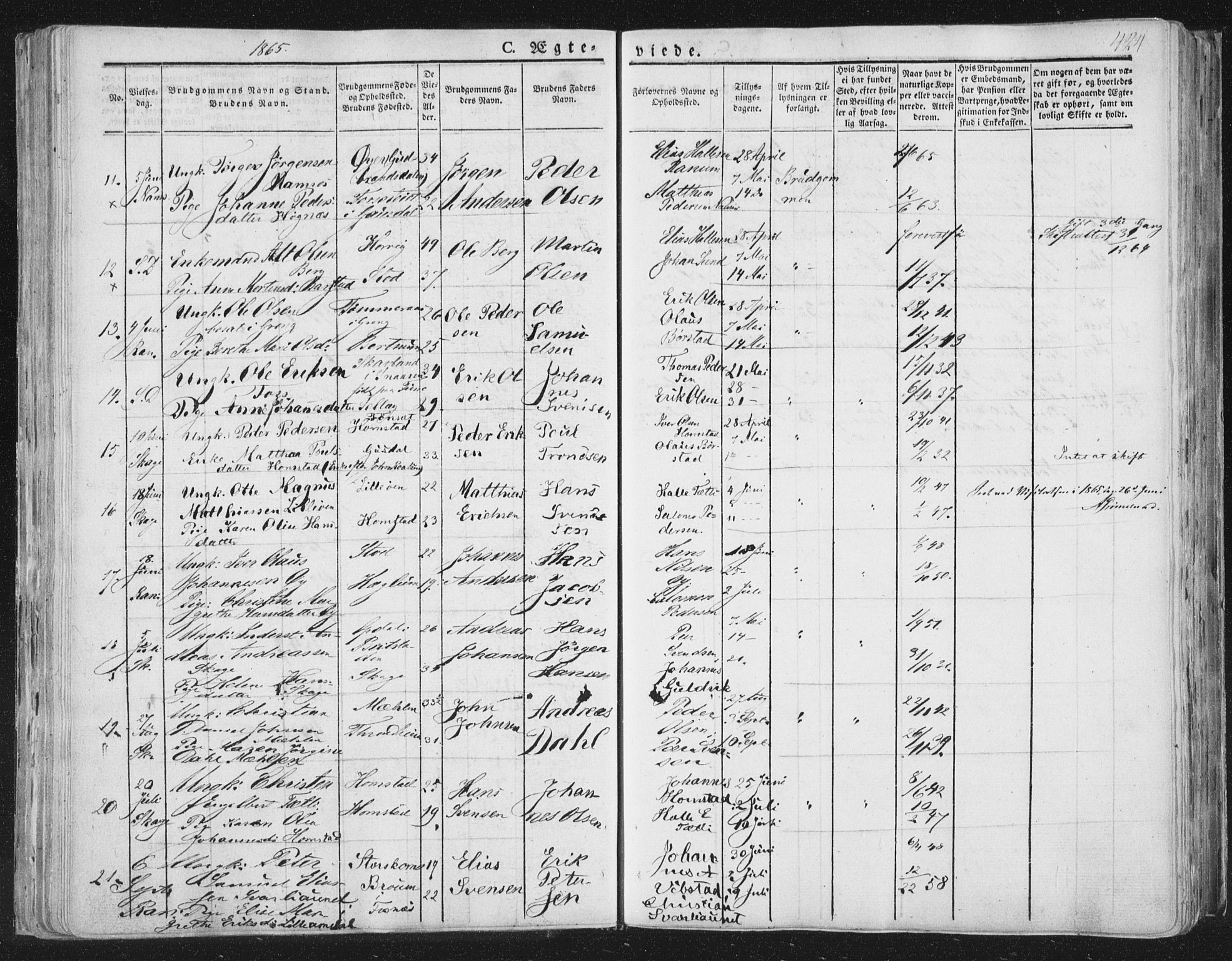Ministerialprotokoller, klokkerbøker og fødselsregistre - Nord-Trøndelag, SAT/A-1458/764/L0552: Parish register (official) no. 764A07b, 1824-1865, p. 424