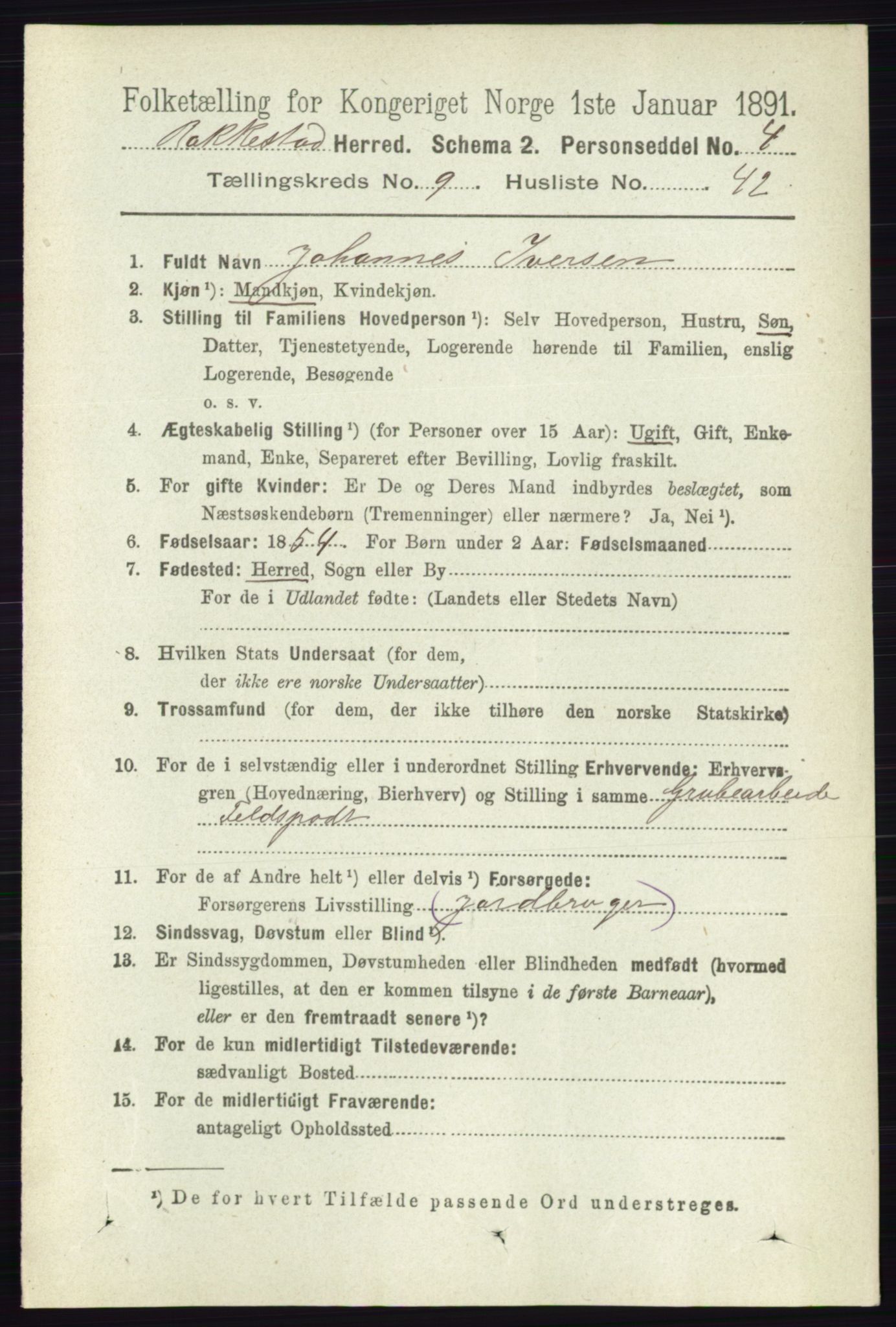 RA, 1891 census for 0128 Rakkestad, 1891, p. 4316