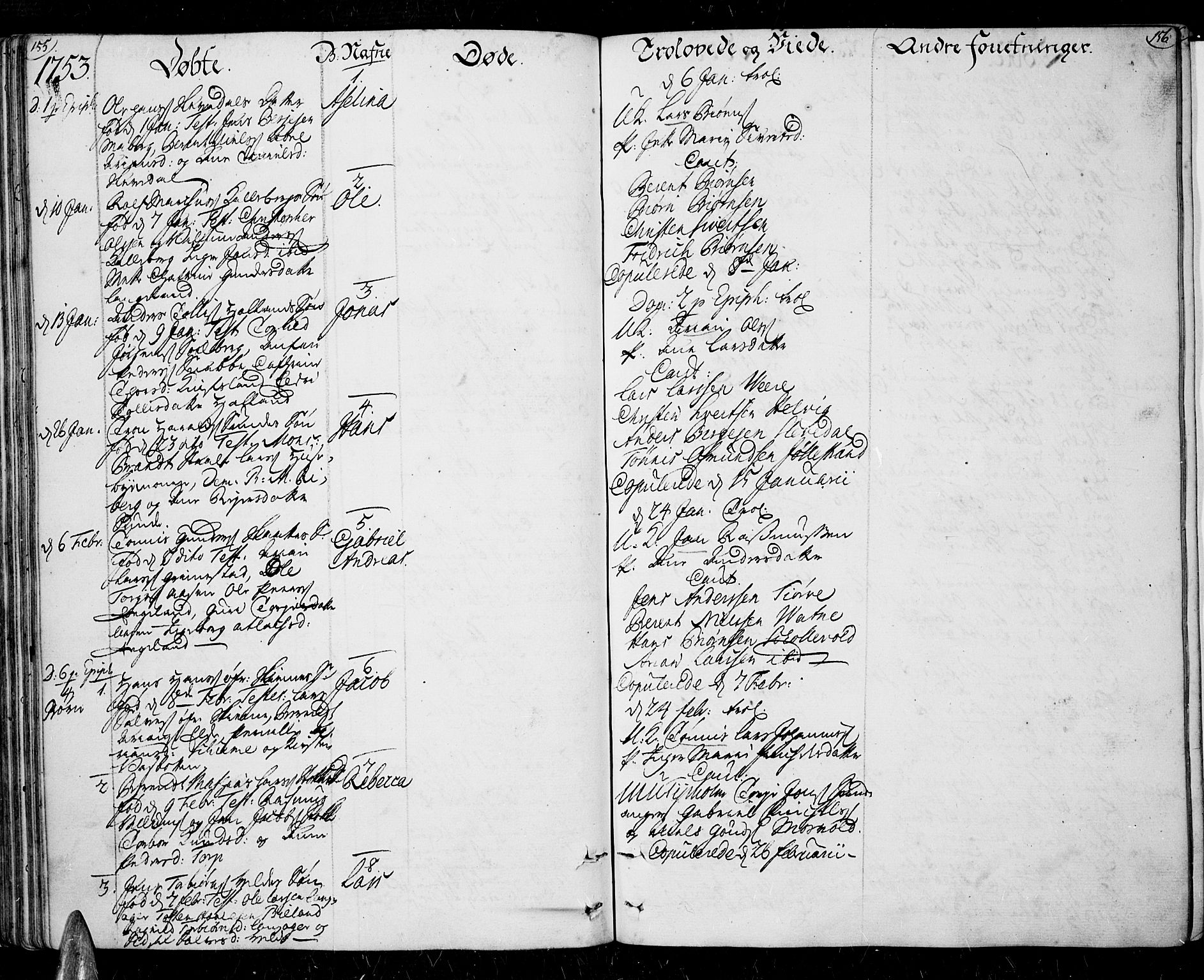 Lista sokneprestkontor, AV/SAK-1111-0027/F/Fa/L0003: Parish register (official) no. A 3 /1, 1743-1767, p. 155-156