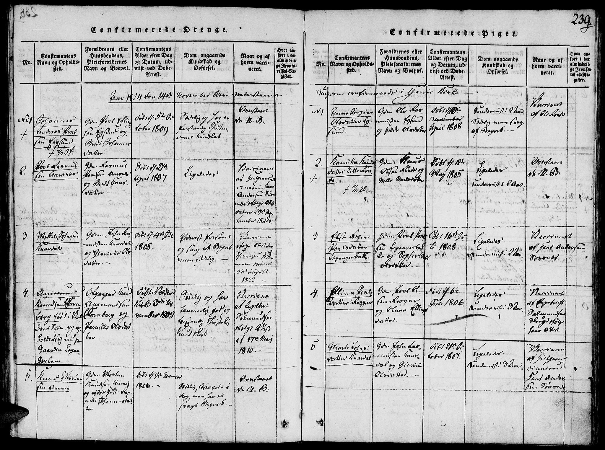 Ministerialprotokoller, klokkerbøker og fødselsregistre - Møre og Romsdal, SAT/A-1454/504/L0054: Parish register (official) no. 504A01, 1816-1861, p. 239