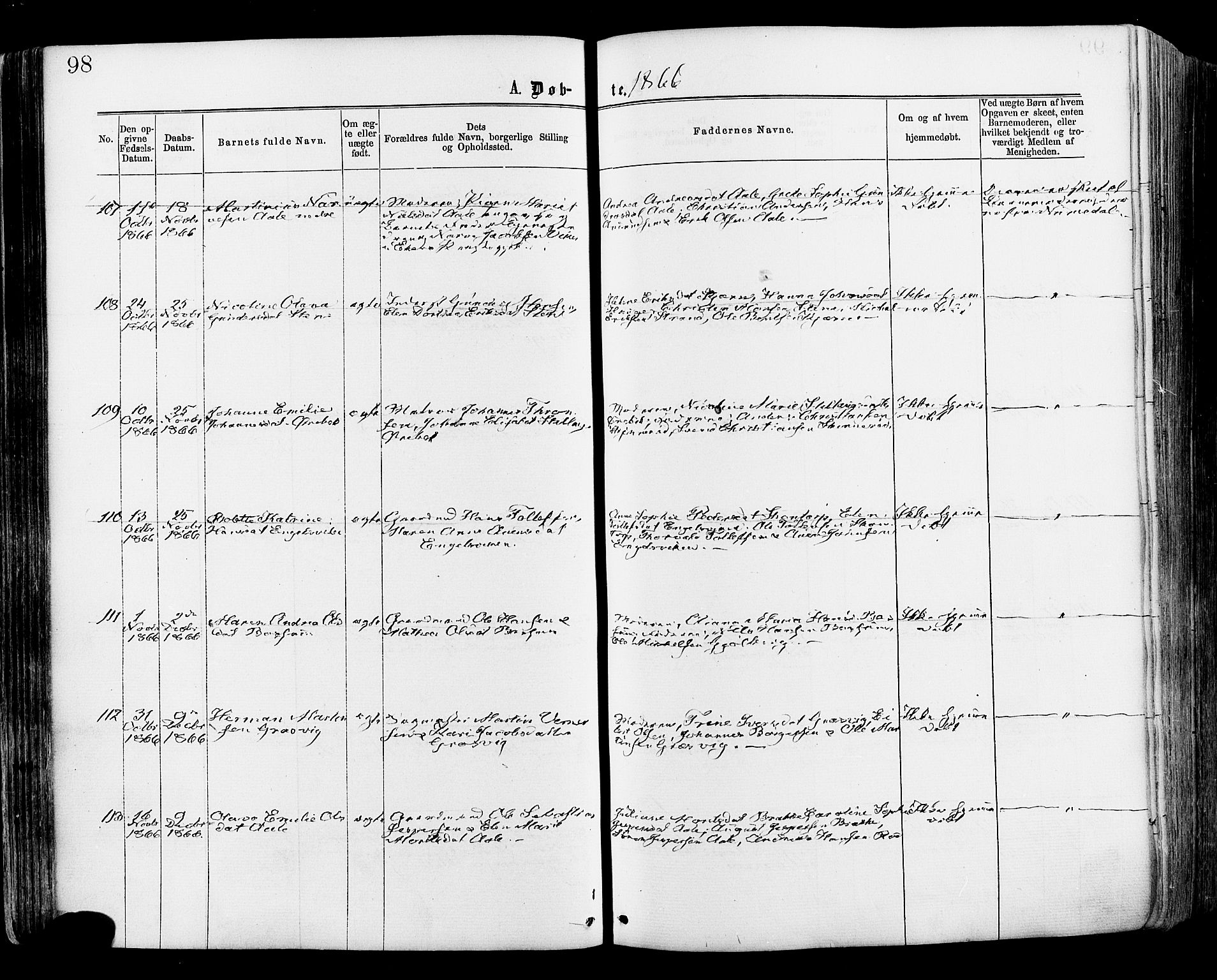 Onsøy prestekontor Kirkebøker, AV/SAO-A-10914/F/Fa/L0004: Parish register (official) no. I 4, 1861-1877, p. 98