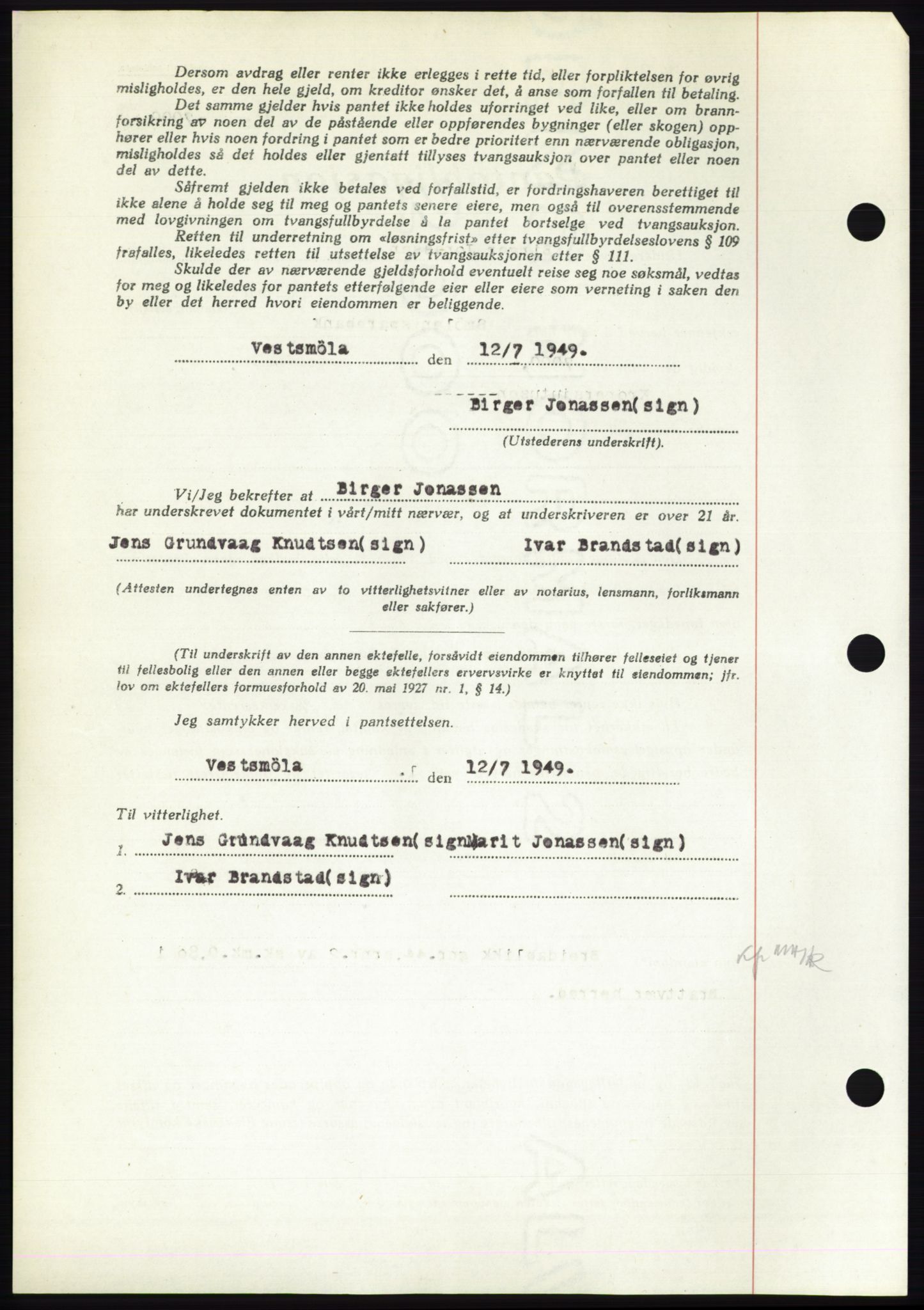 Nordmøre sorenskriveri, AV/SAT-A-4132/1/2/2Ca: Mortgage book no. B102, 1949-1949, Diary no: : 2757/1949