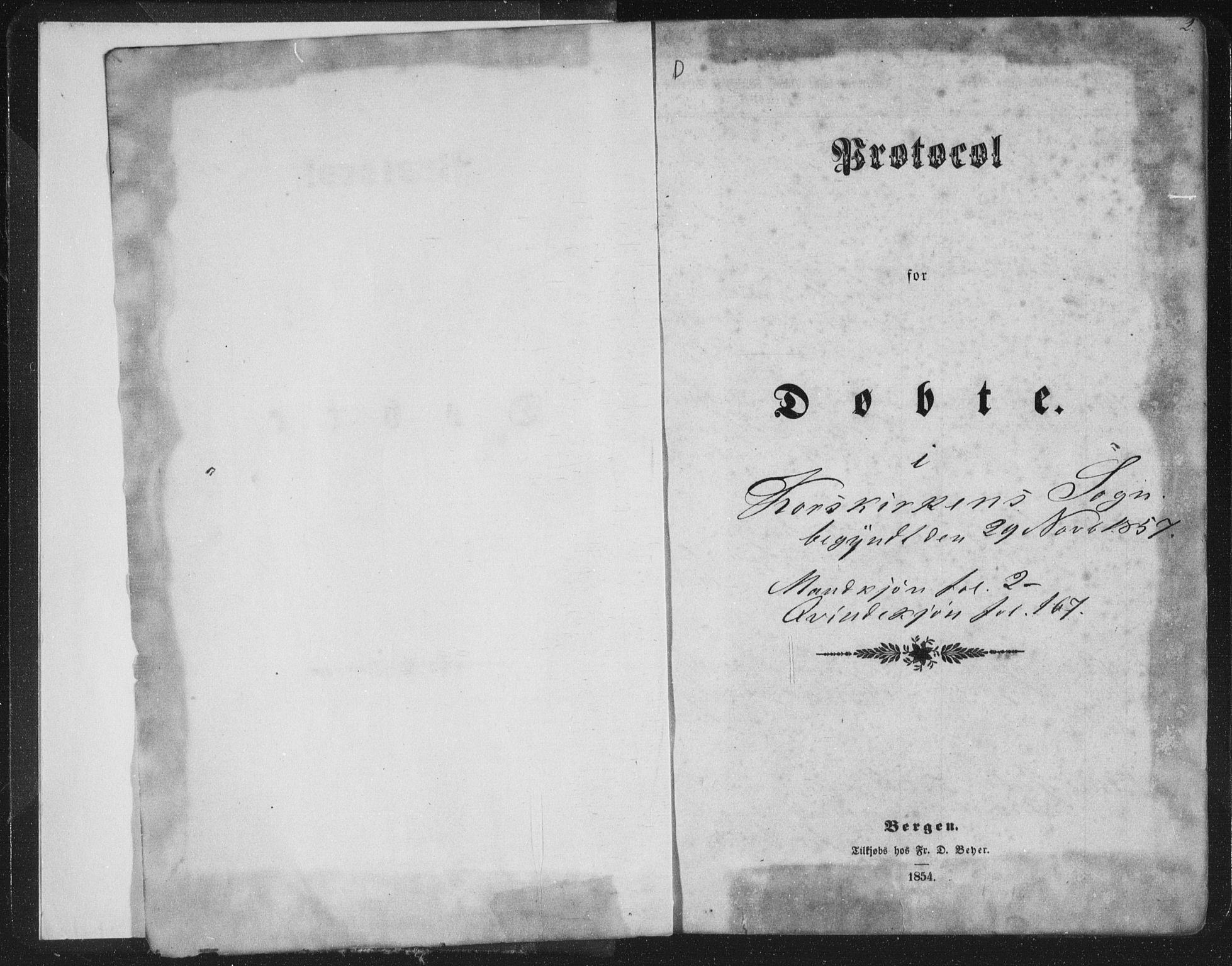 Korskirken sokneprestembete, AV/SAB-A-76101/H/Haa/L0018: Parish register (official) no. B 4, 1857-1866, p. 1