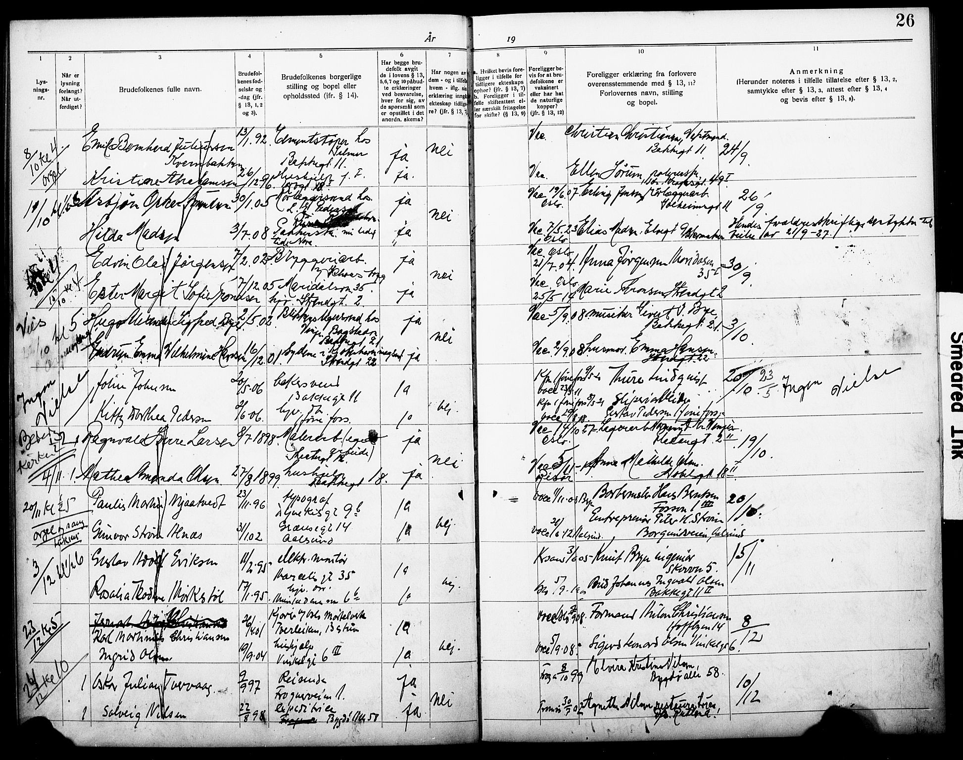 Piperviken prestekontor Kirkebøker, SAO/A-10874/H/L0001: Banns register no. 1, 1919-1930, p. 26