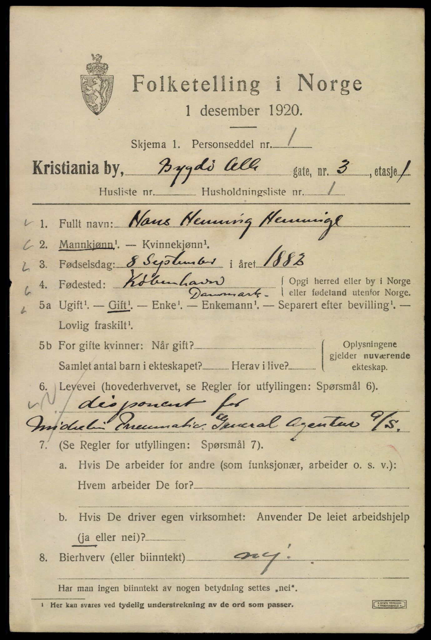 SAO, 1920 census for Kristiania, 1920, p. 176059