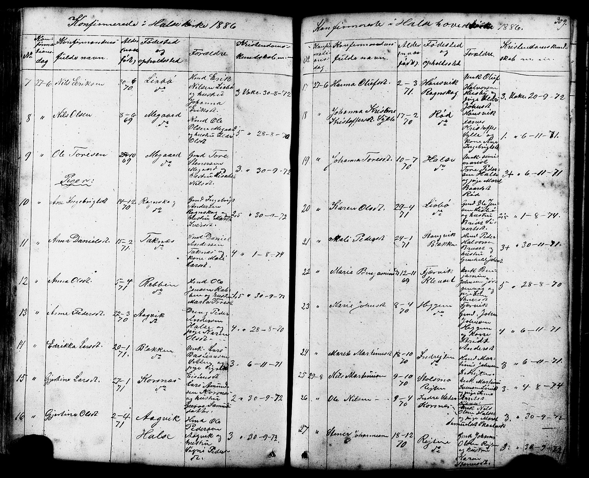 Ministerialprotokoller, klokkerbøker og fødselsregistre - Møre og Romsdal, AV/SAT-A-1454/576/L0890: Parish register (copy) no. 576C01, 1837-1908, p. 309