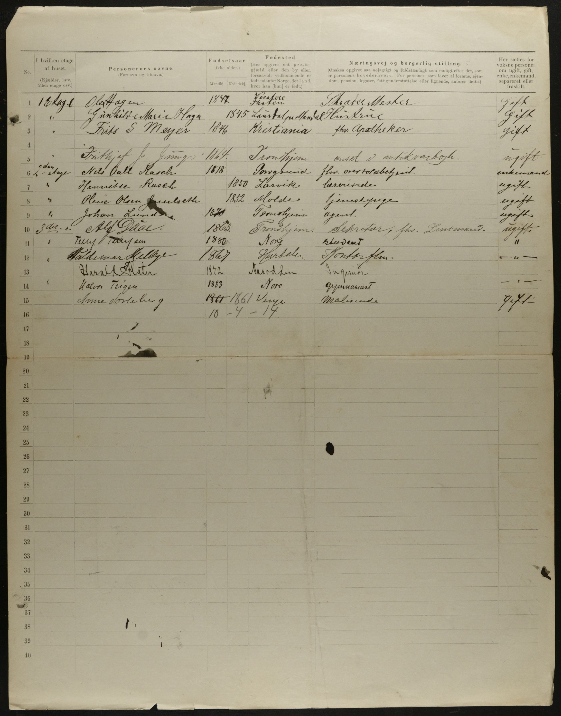 OBA, Municipal Census 1901 for Kristiania, 1901, p. 11134