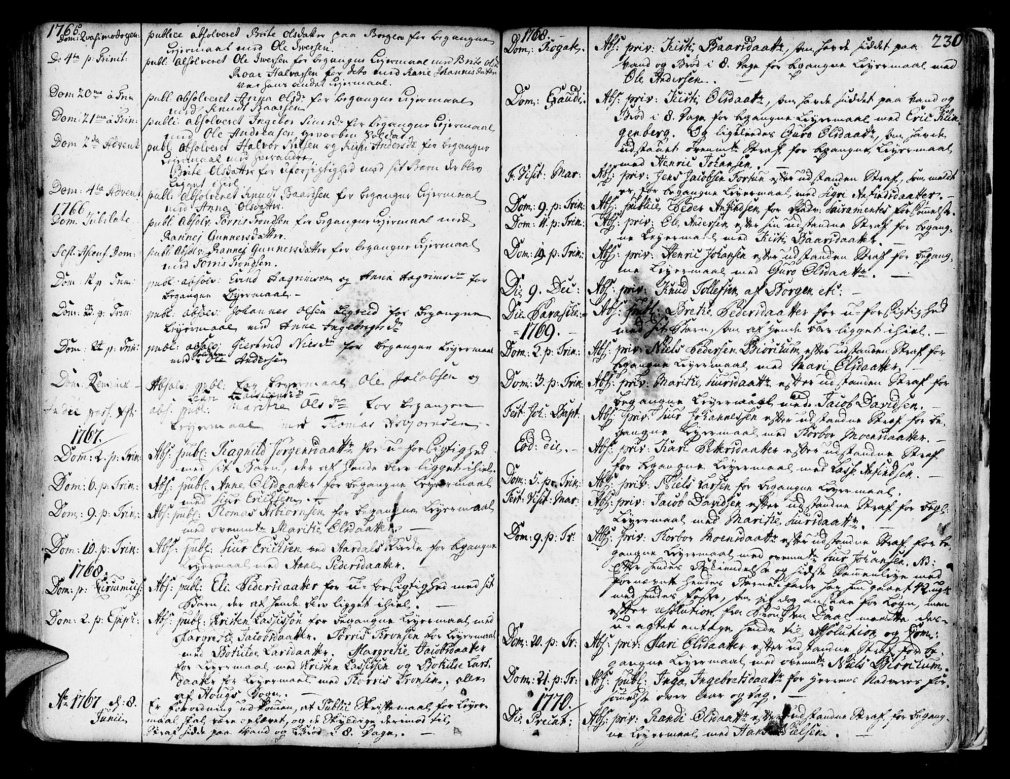 Lærdal sokneprestembete, AV/SAB-A-81201: Parish register (official) no. A 2, 1752-1782, p. 230