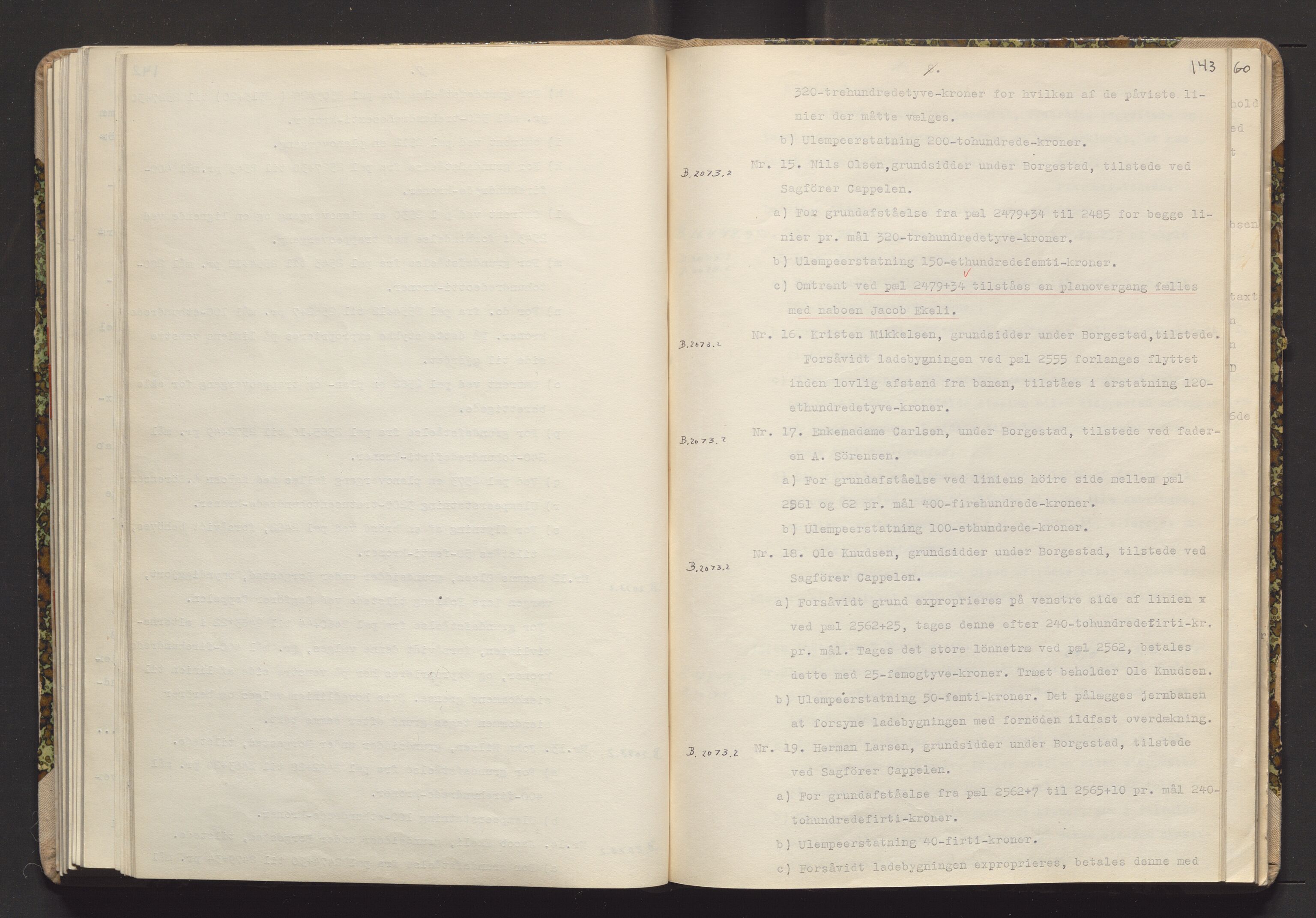 Norges Statsbaner Drammen distrikt (NSB), AV/SAKO-A-30/Y/Yc/L0007: Takster Vestfoldbanen strekningen Eidanger-Porsgrunn-Gjerpen samt sidelinjen Eidanger-Brevik, 1877-1896, p. 143