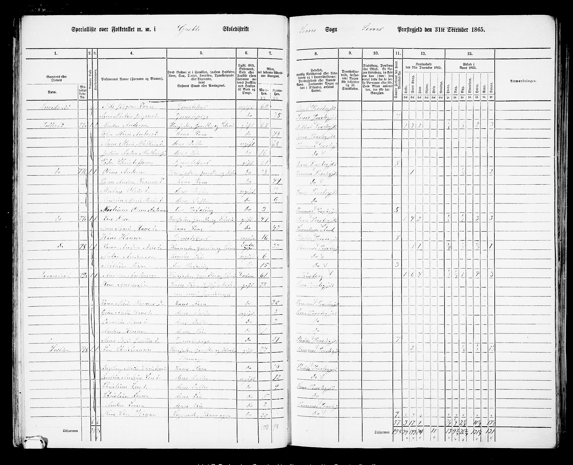 RA, 1865 census for Sem, 1865, p. 35