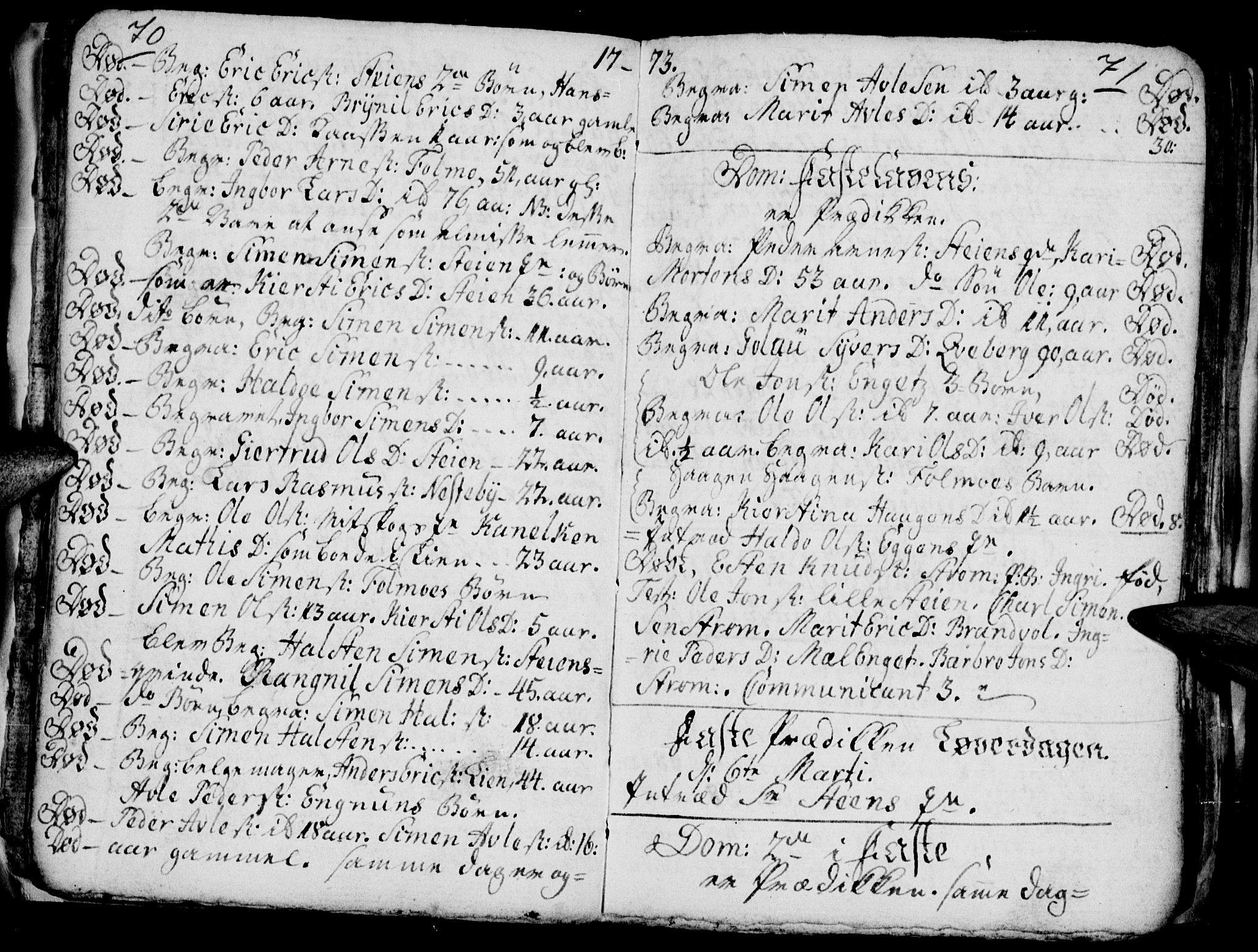 Tynset prestekontor, SAH/PREST-058/H/Ha/Hab/L0009: Parish register (official) no. 9, 1769-1781, p. 70-71