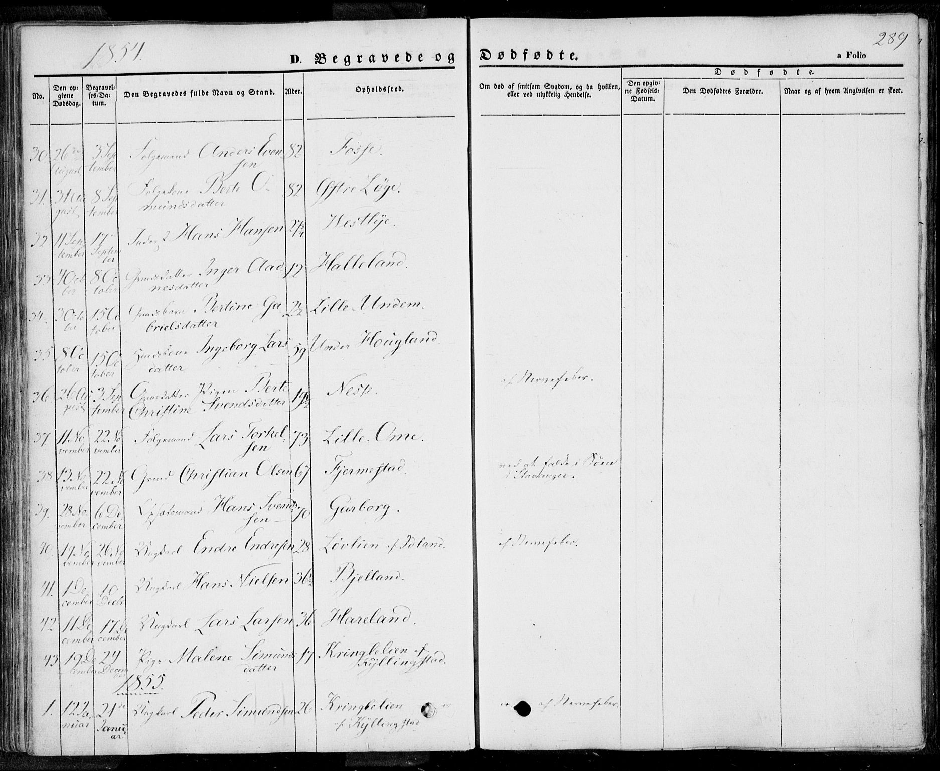 Lye sokneprestkontor, SAST/A-101794/001/30BA/L0006: Parish register (official) no. A 5.2, 1842-1855, p. 289