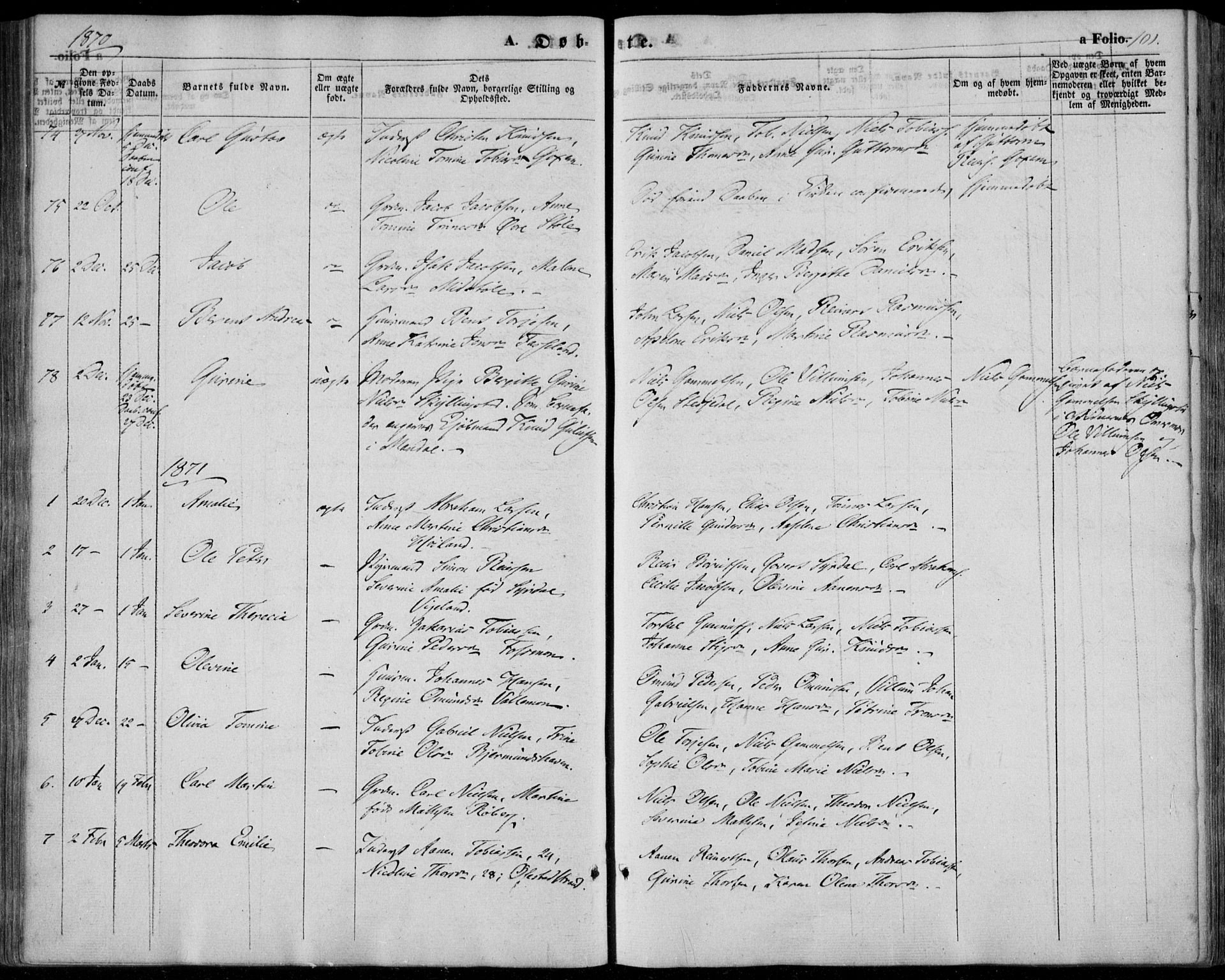 Sør-Audnedal sokneprestkontor, AV/SAK-1111-0039/F/Fa/Fab/L0007: Parish register (official) no. A 7, 1855-1876, p. 101