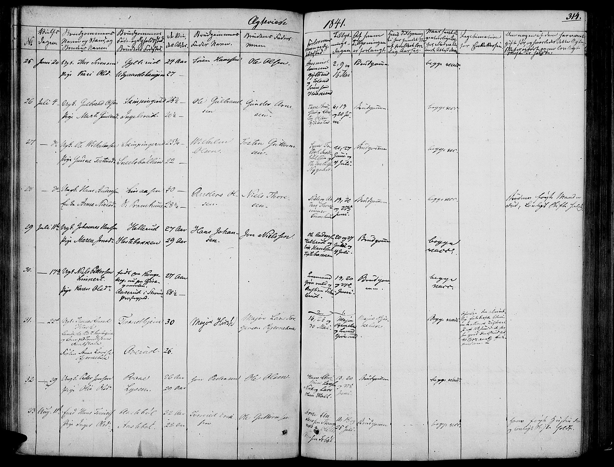 Vinger prestekontor, AV/SAH-PREST-024/H/Ha/Haa/L0008: Parish register (official) no. 8, 1839-1847, p. 314