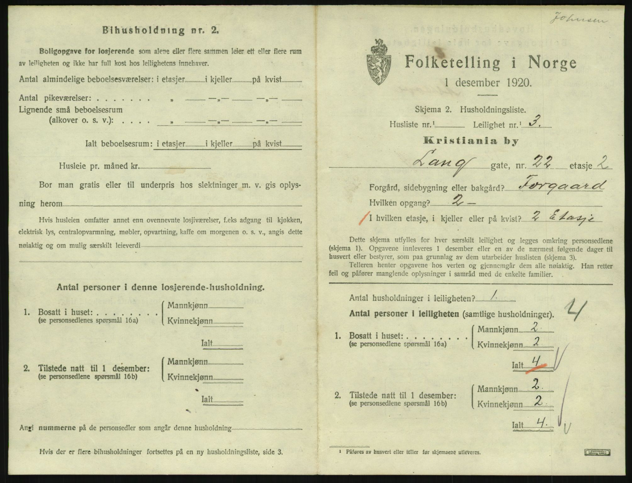 SAO, 1920 census for Kristiania, 1920, p. 57604